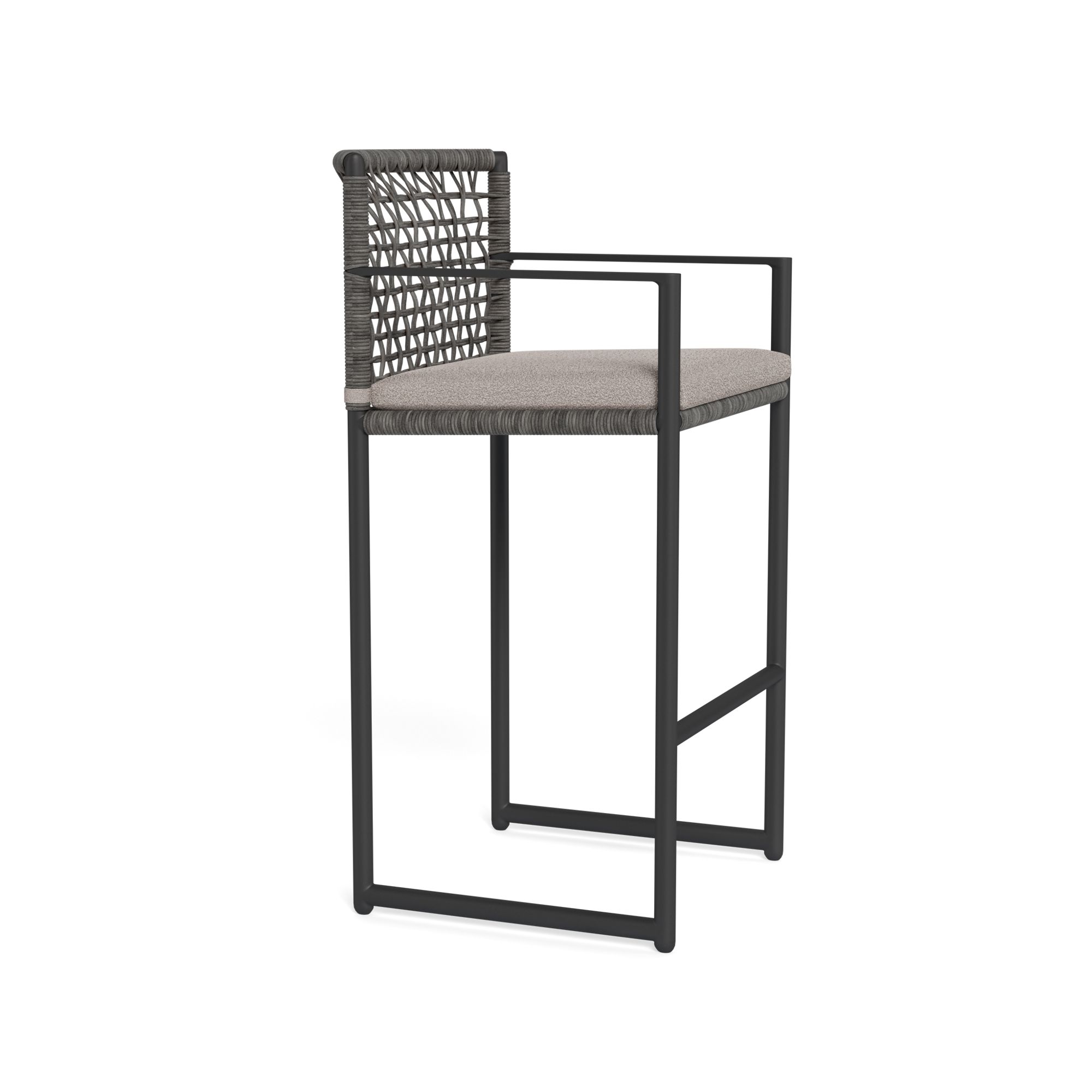 Harbour Loop Bar Stool - Aluminum Asteroid, Riviera Stone, Wicker Gray