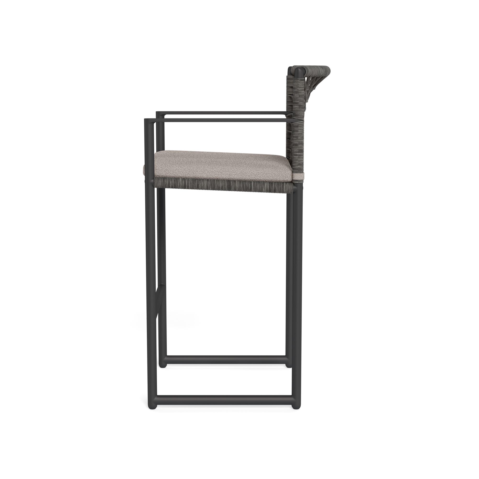 Harbour Loop Bar Stool - Aluminum Asteroid, Riviera Stone, Wicker Gray