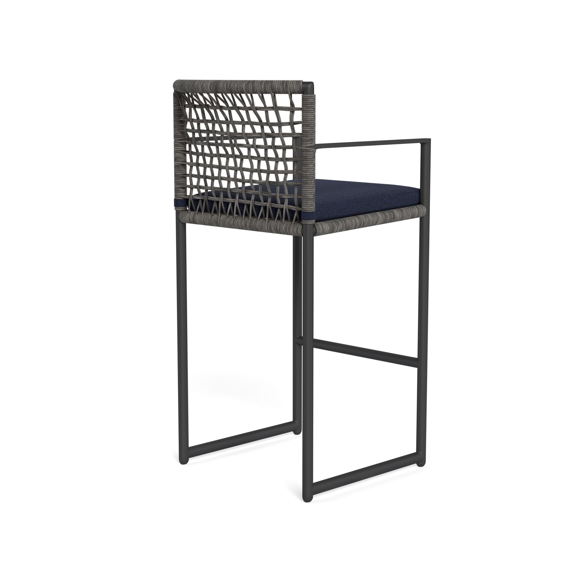 Harbour Loop Bar Stool - Aluminum Asteroid, Siesta Indigo, Wicker Gray