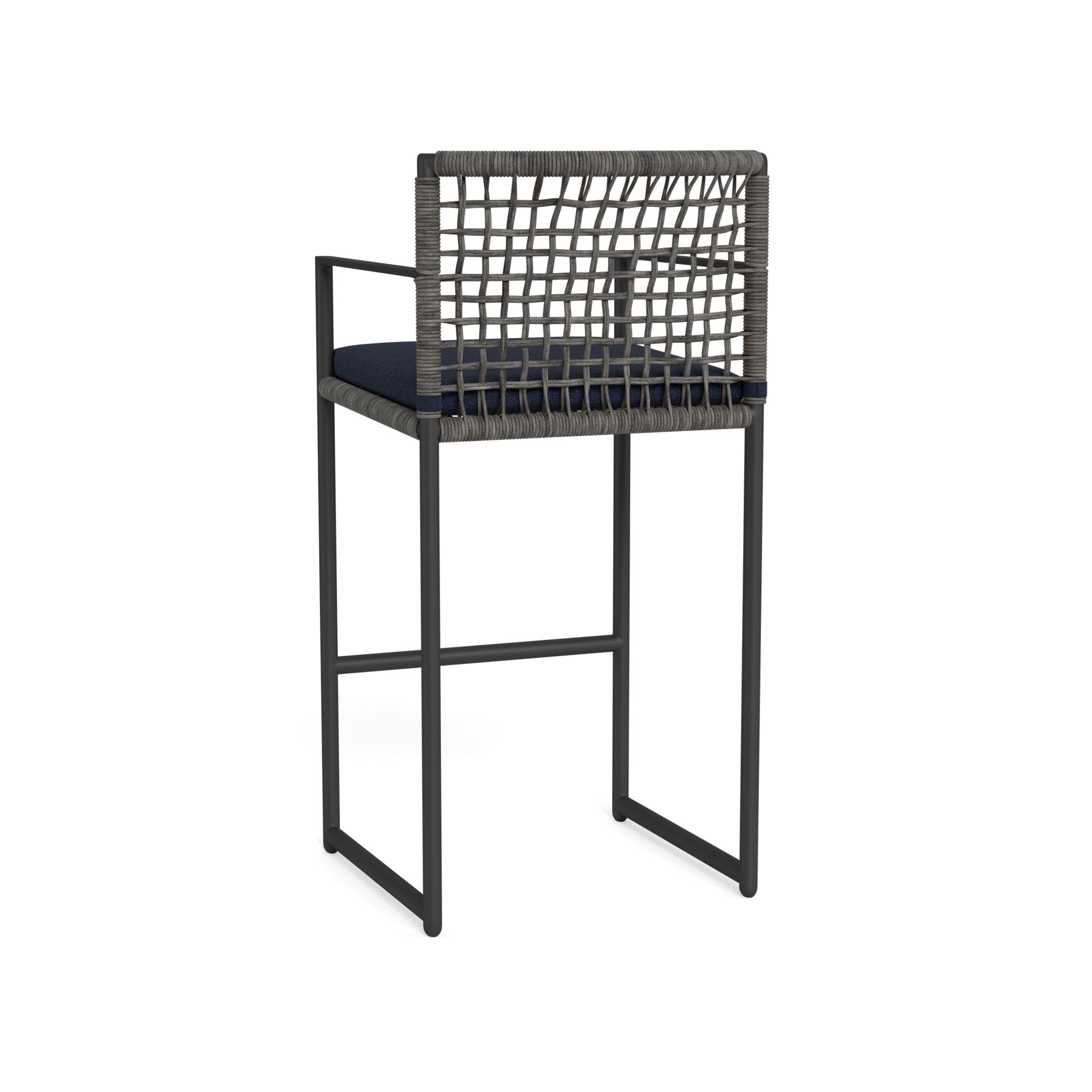 Harbour Loop Bar Stool - Aluminum Asteroid, Siesta Indigo, Wicker Gray