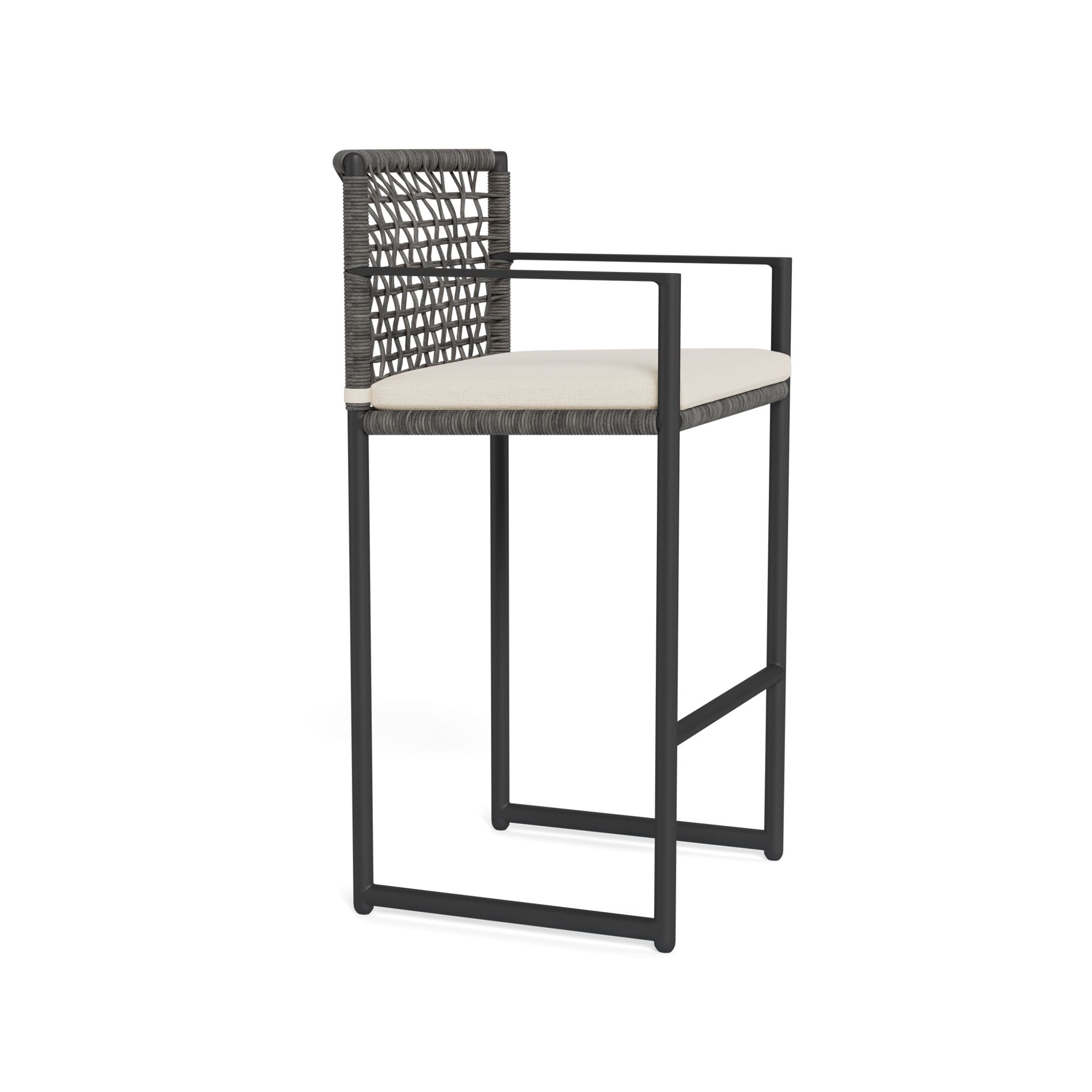 Harbour Loop Bar Stool - Aluminum Asteroid, Siesta Ivory, Wicker Gray