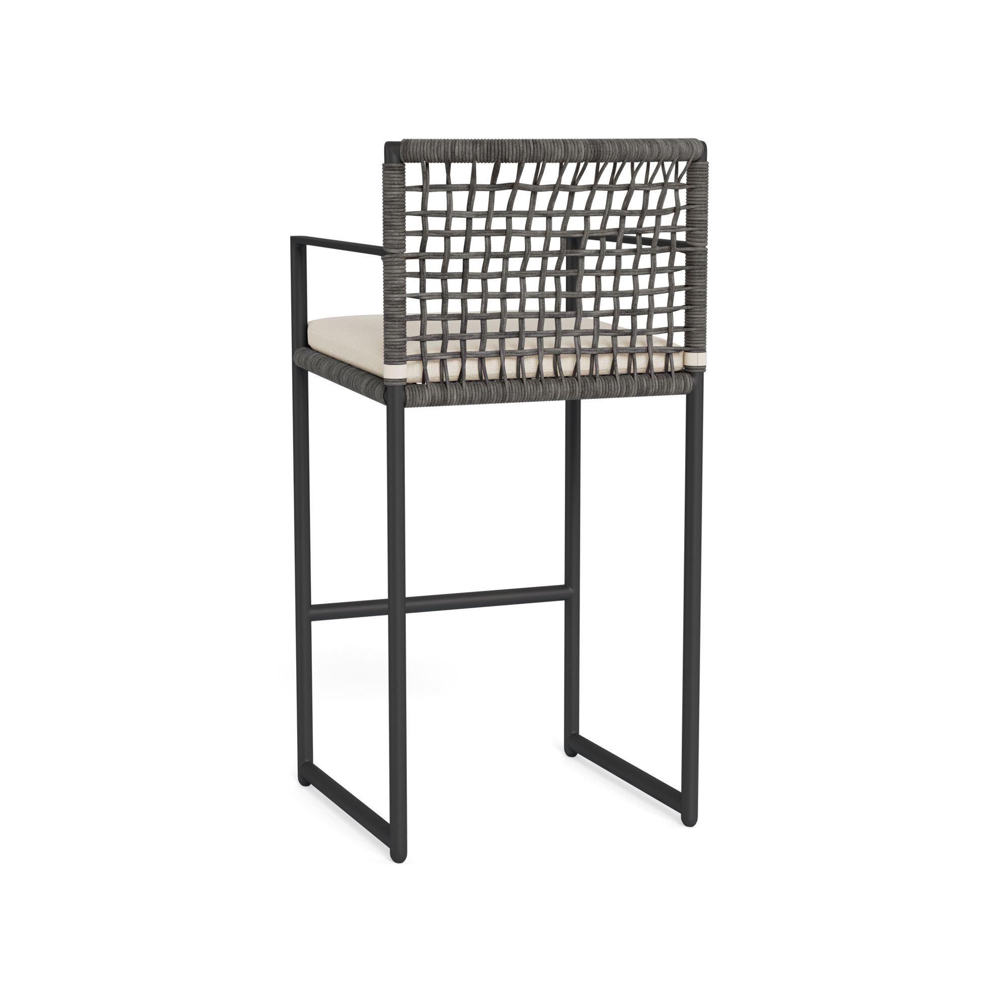 Harbour Loop Bar Stool - Aluminum Asteroid, Siesta Ivory, Wicker Gray