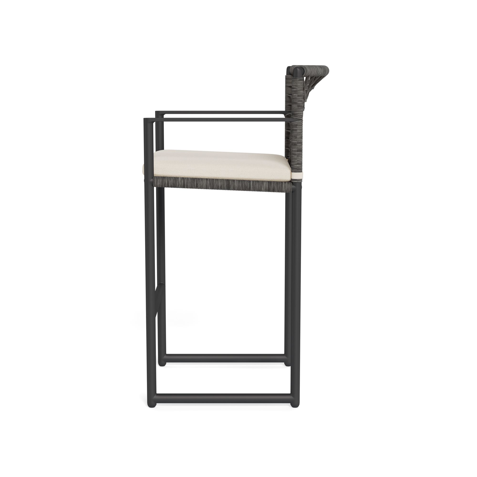 Harbour Loop Bar Stool - Aluminum Asteroid, Siesta Ivory, Wicker Gray