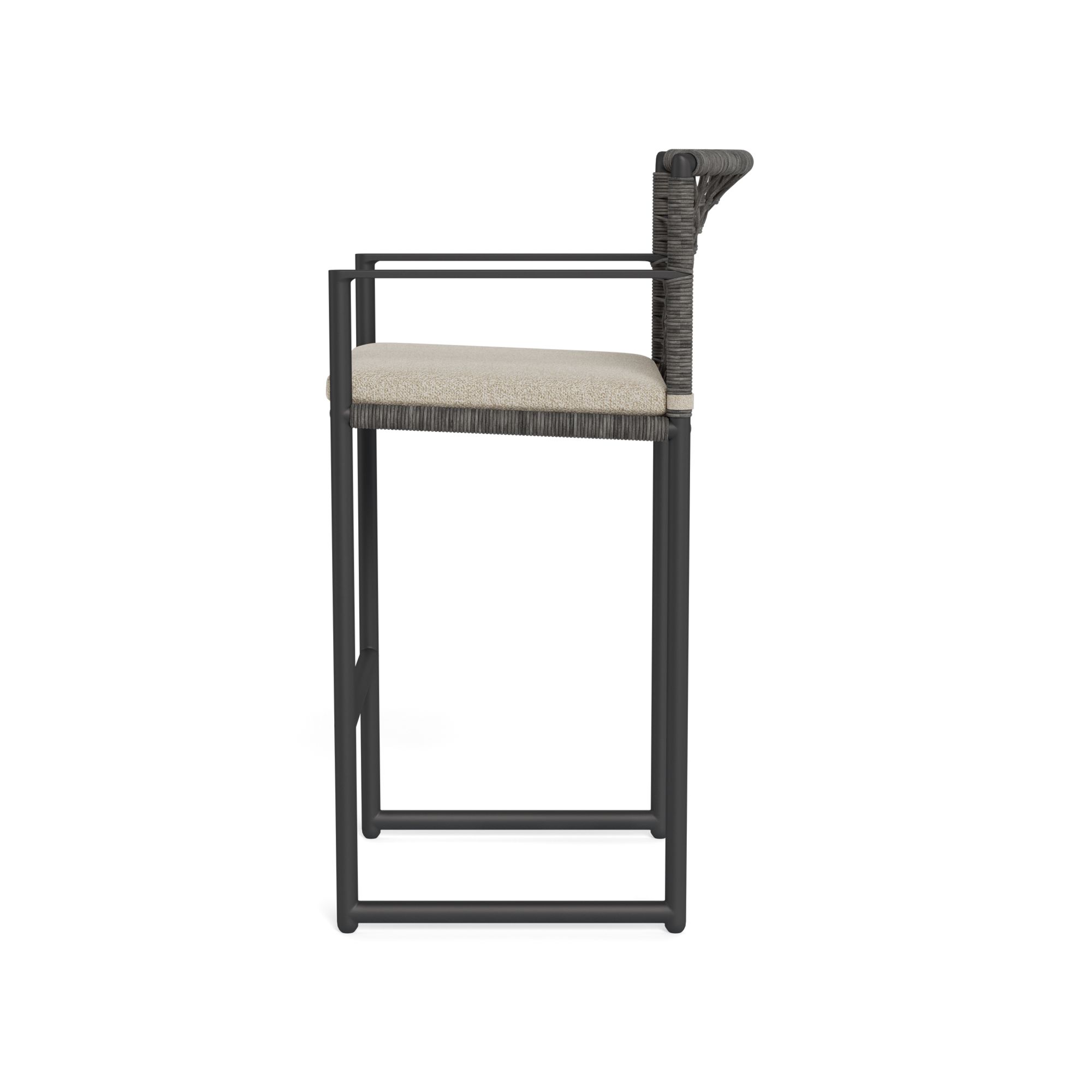 Harbour Loop Bar Stool - Aluminum Asteroid, Siesta Taupe, Wicker Gray