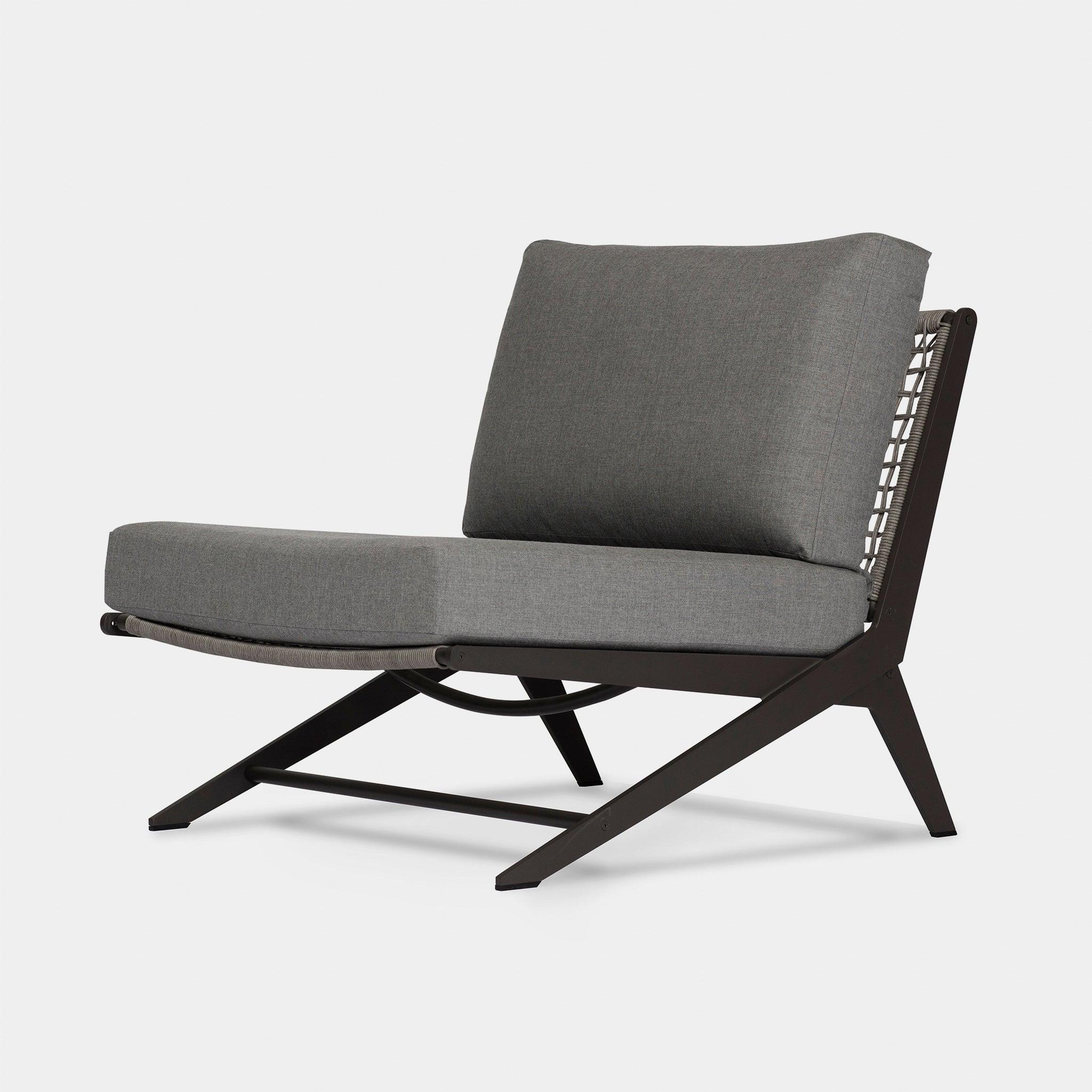 Harbour Loop Easy Chair - Aluminum Asteroid, Siesta Indigo, Wicker Gray