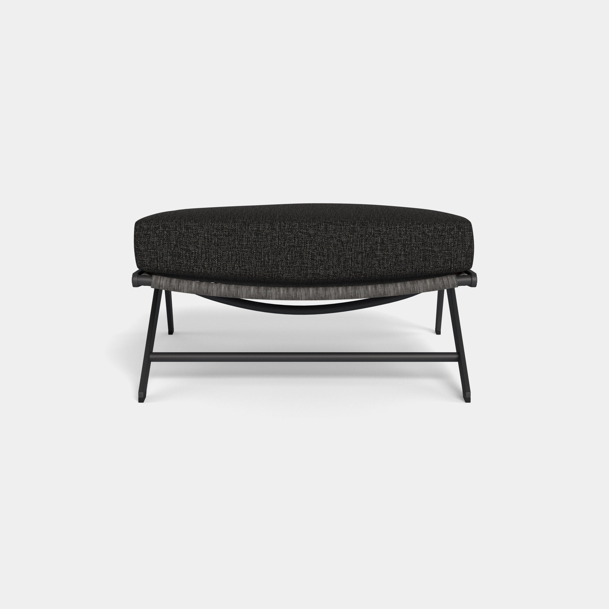 Harbour Loop Ottoman - Aluminum Asteroid, Lisos Grafito, Wicker Gray