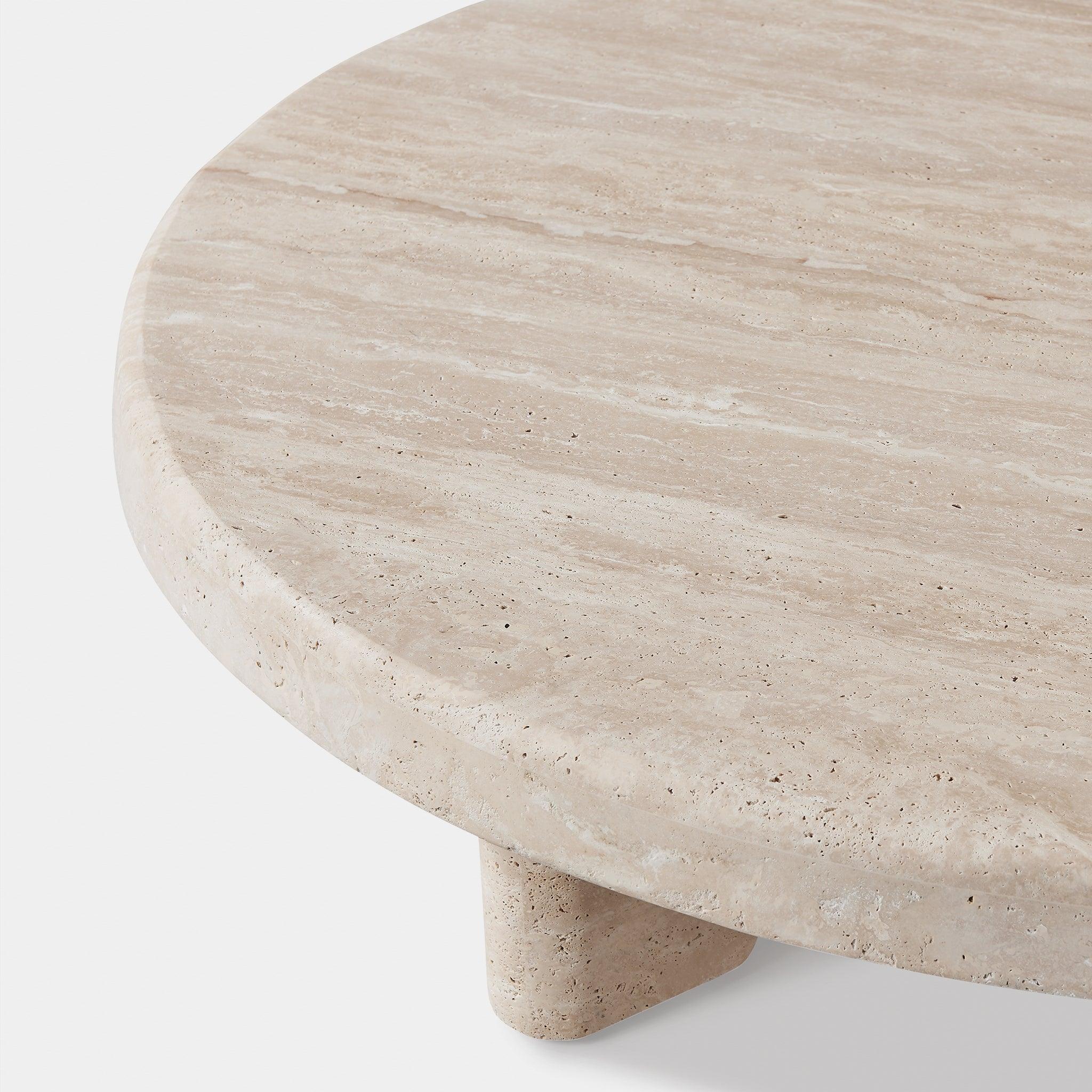 Harbour Lucca Round Coffee Table 47" - Travertine Natural