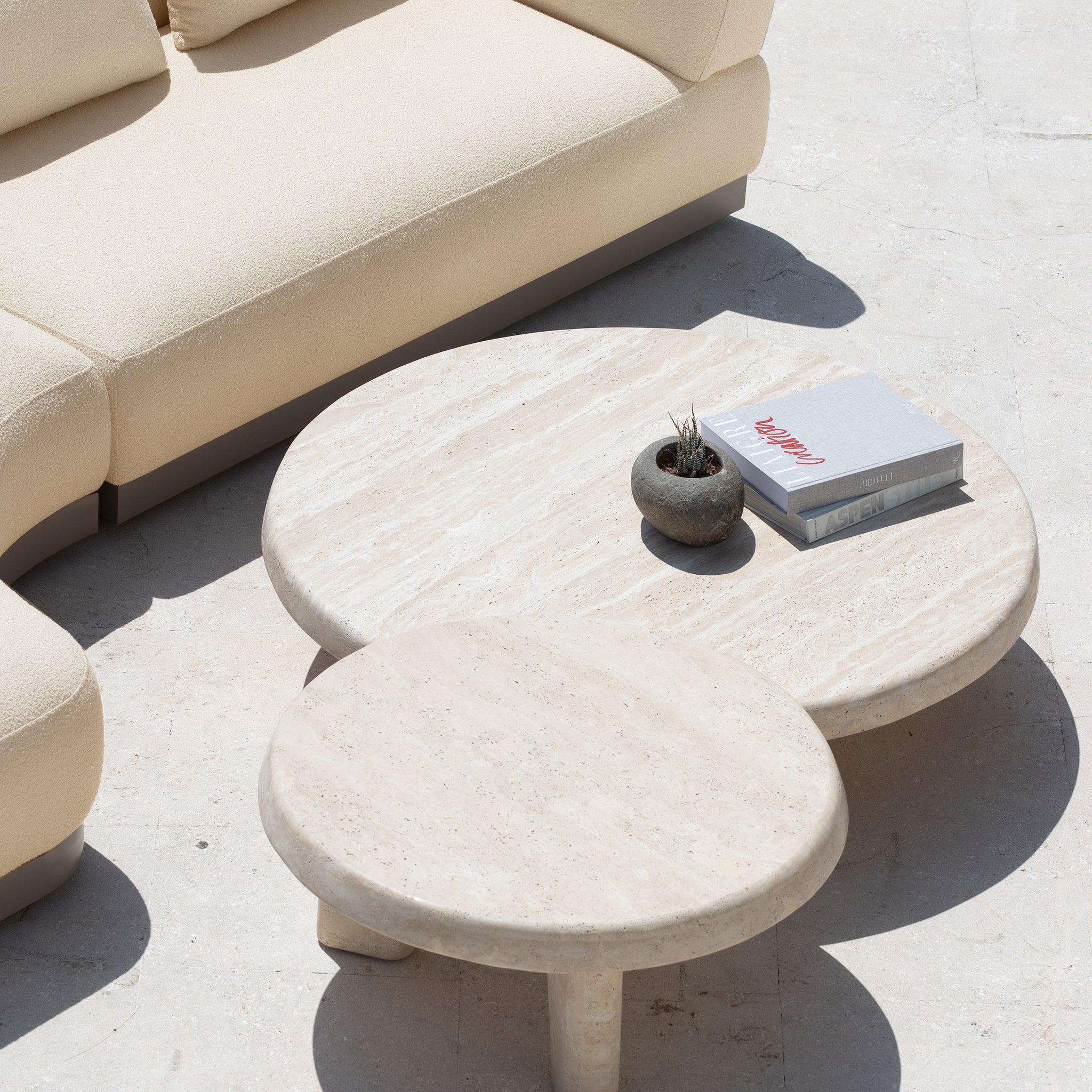 Harbour Lucca Round Coffee Table 47" - Travertine Natural