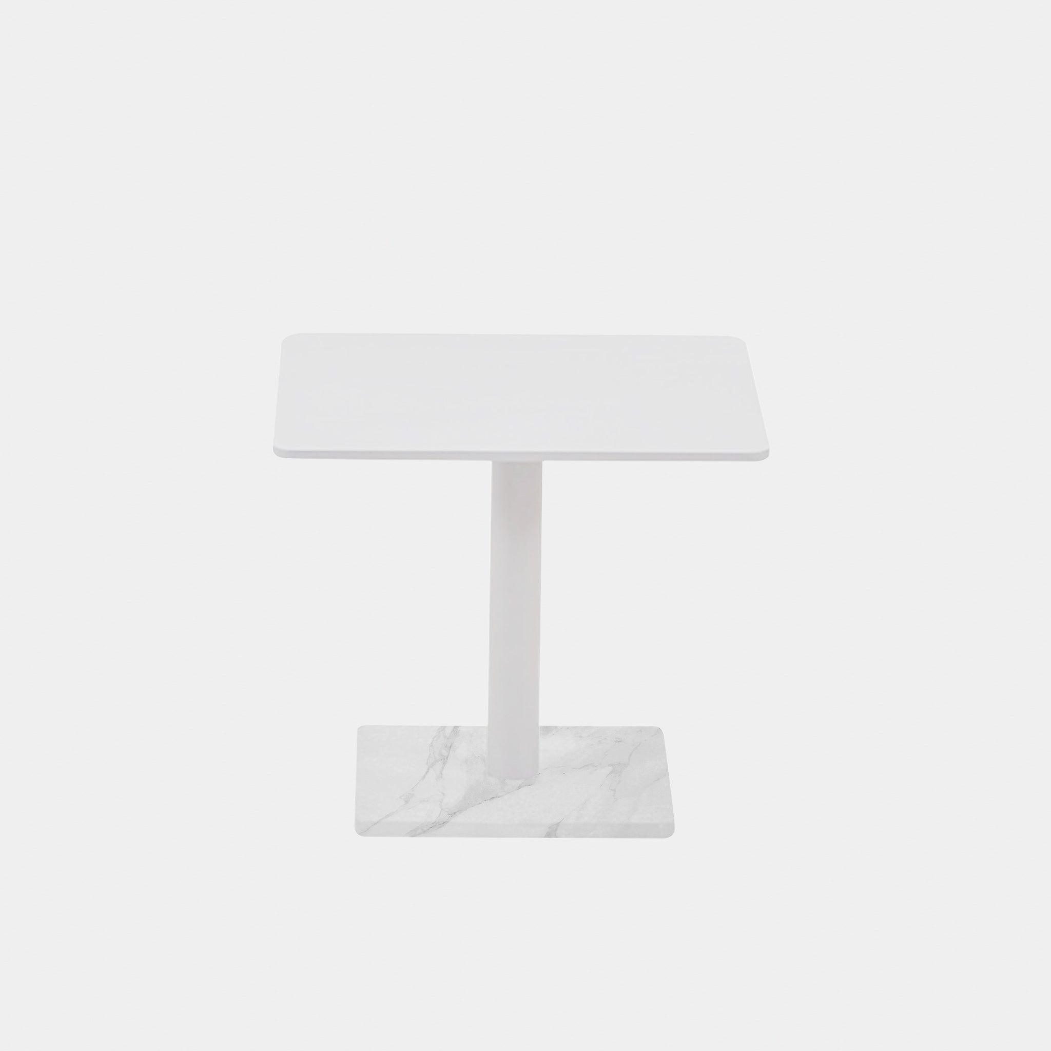 Harbour Madison Square Side Table - Aluminum White, Marble White