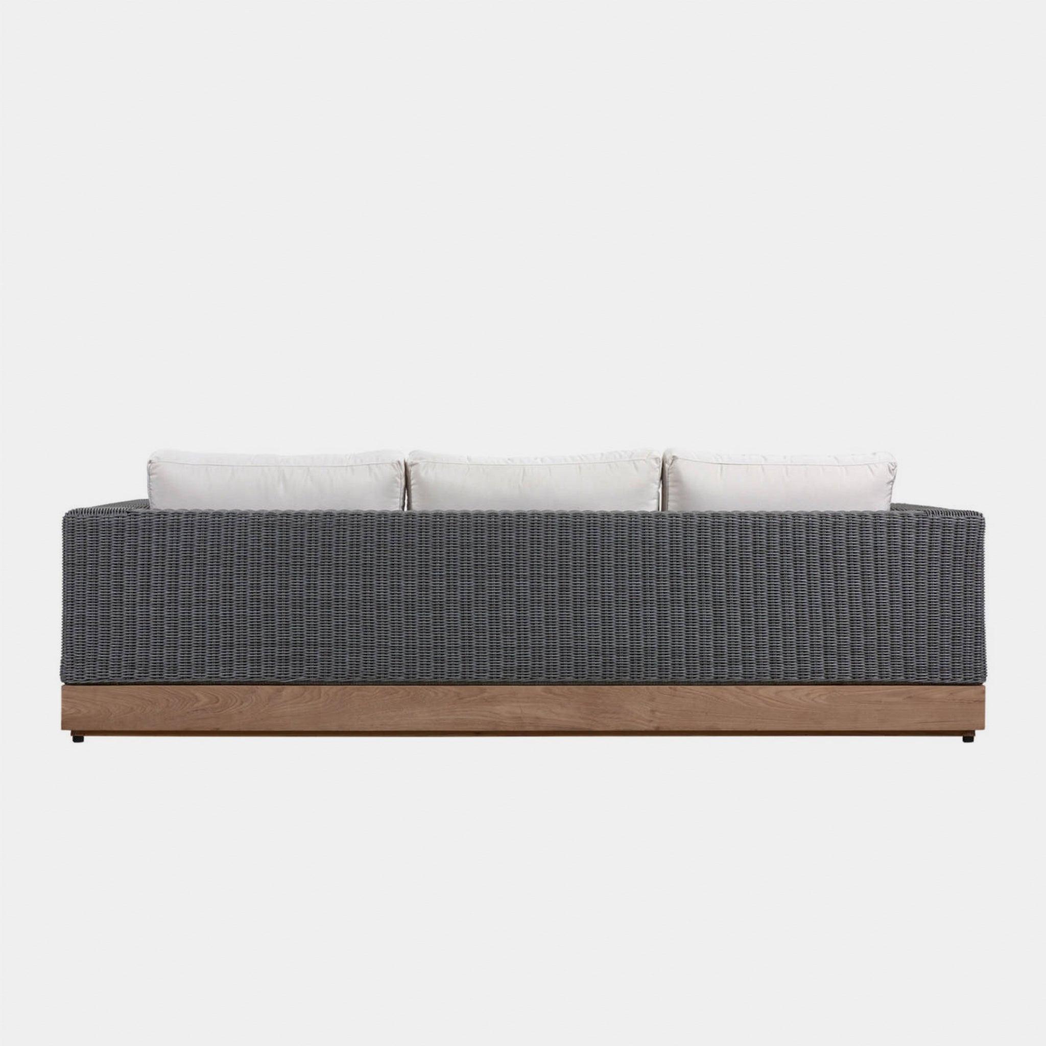 Harbour Malabar 3 Seat Sofa - Teak Natural, Copacabana Midnight, Wicker Gray