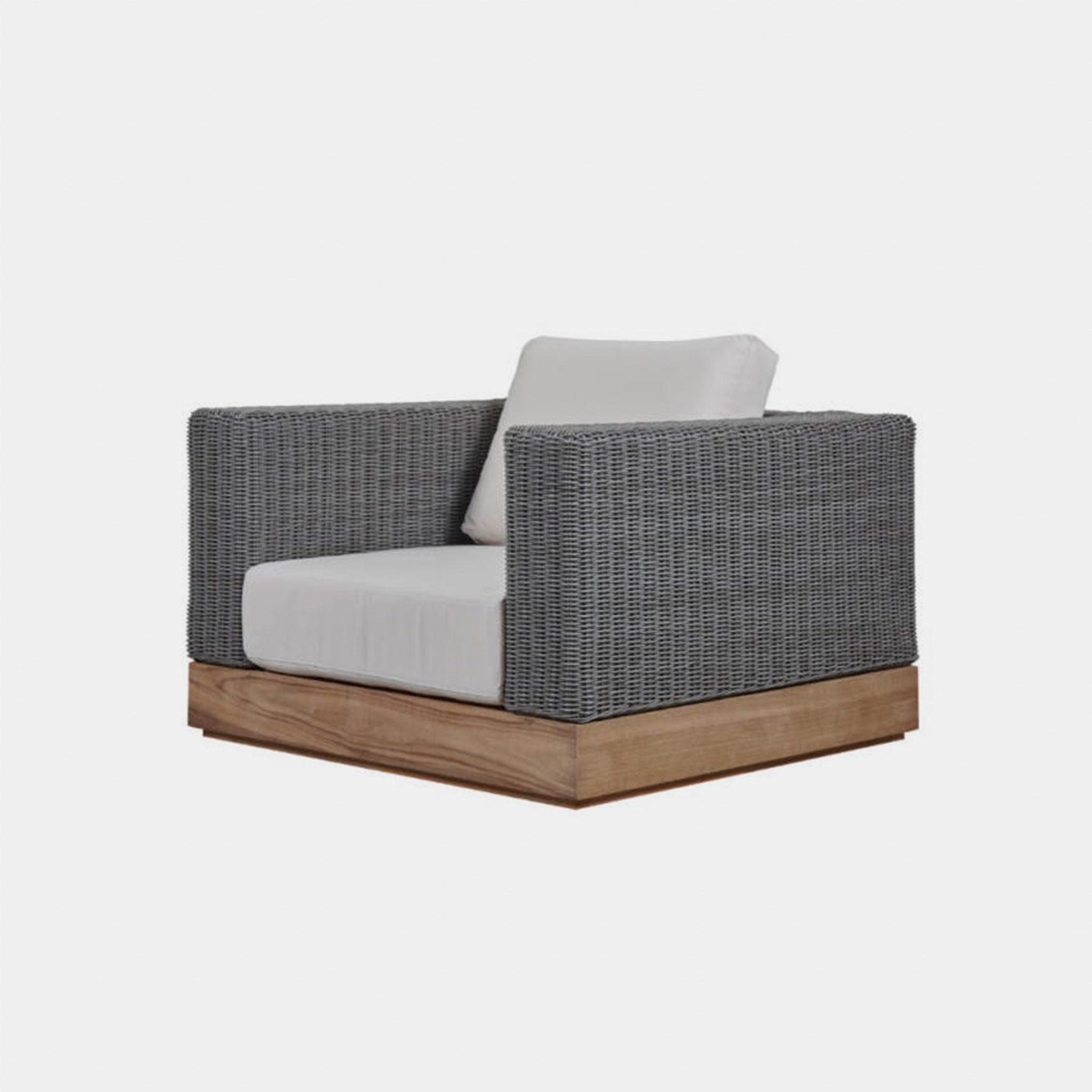 Harbour Malabar Lounge Chair - Teak Natural, Lisos Grafito, Wicker Gray