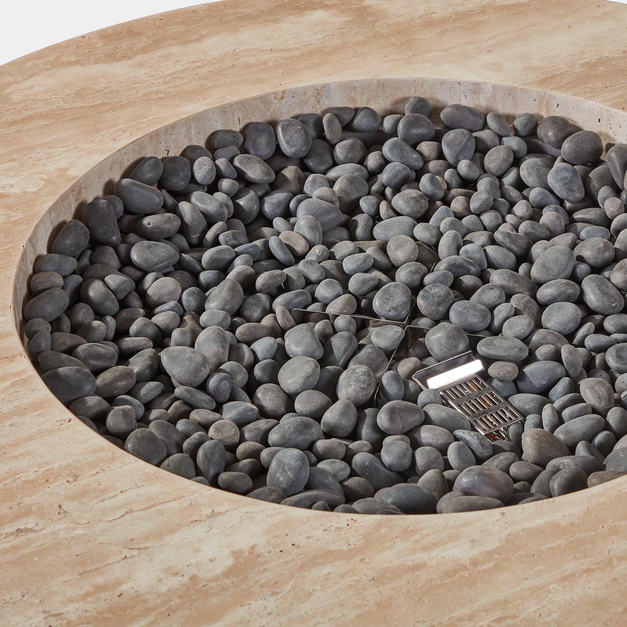 Harbour Mason Round Fire Table - Travertine Natural