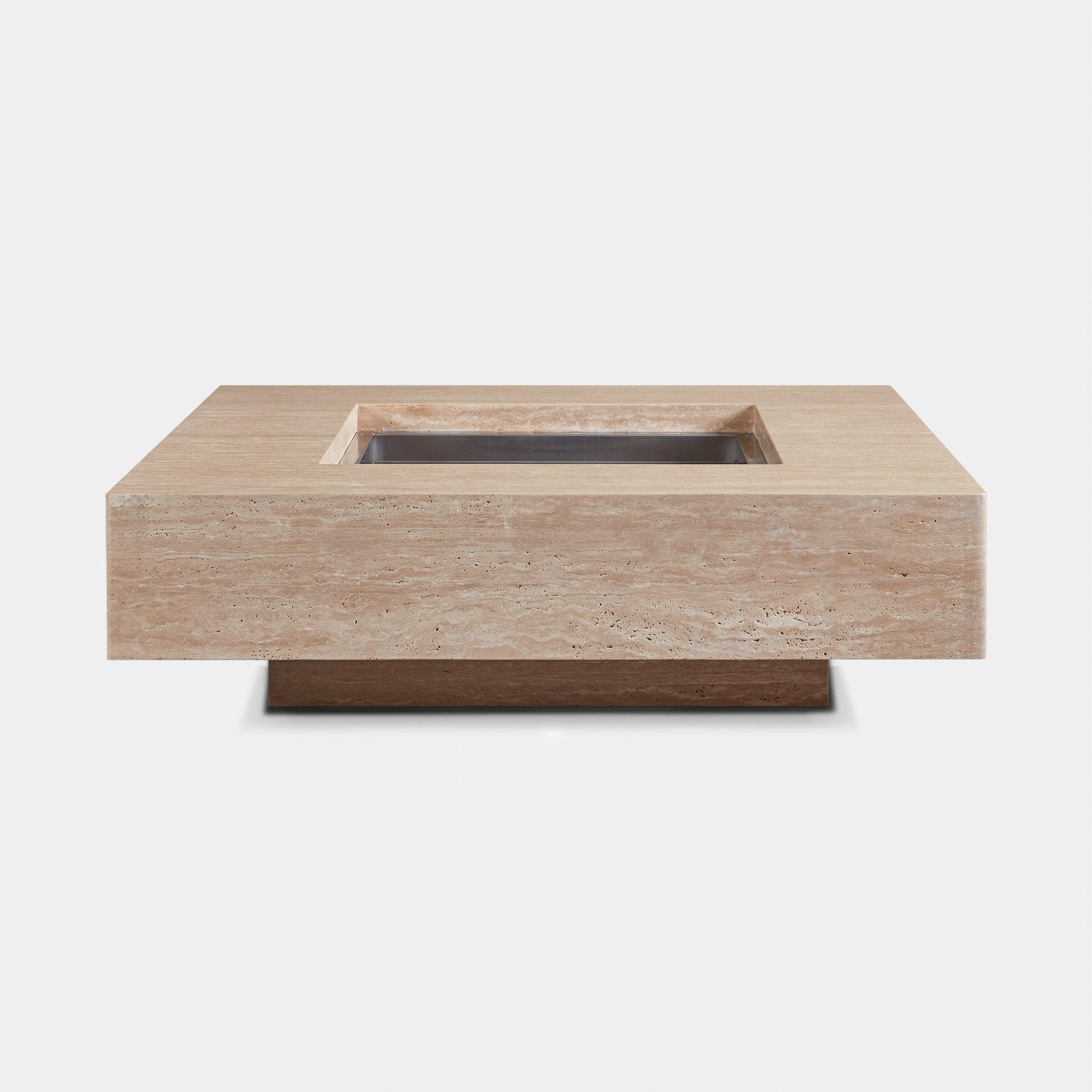 Harbour Mason Square Fire Table - Travertine Natural