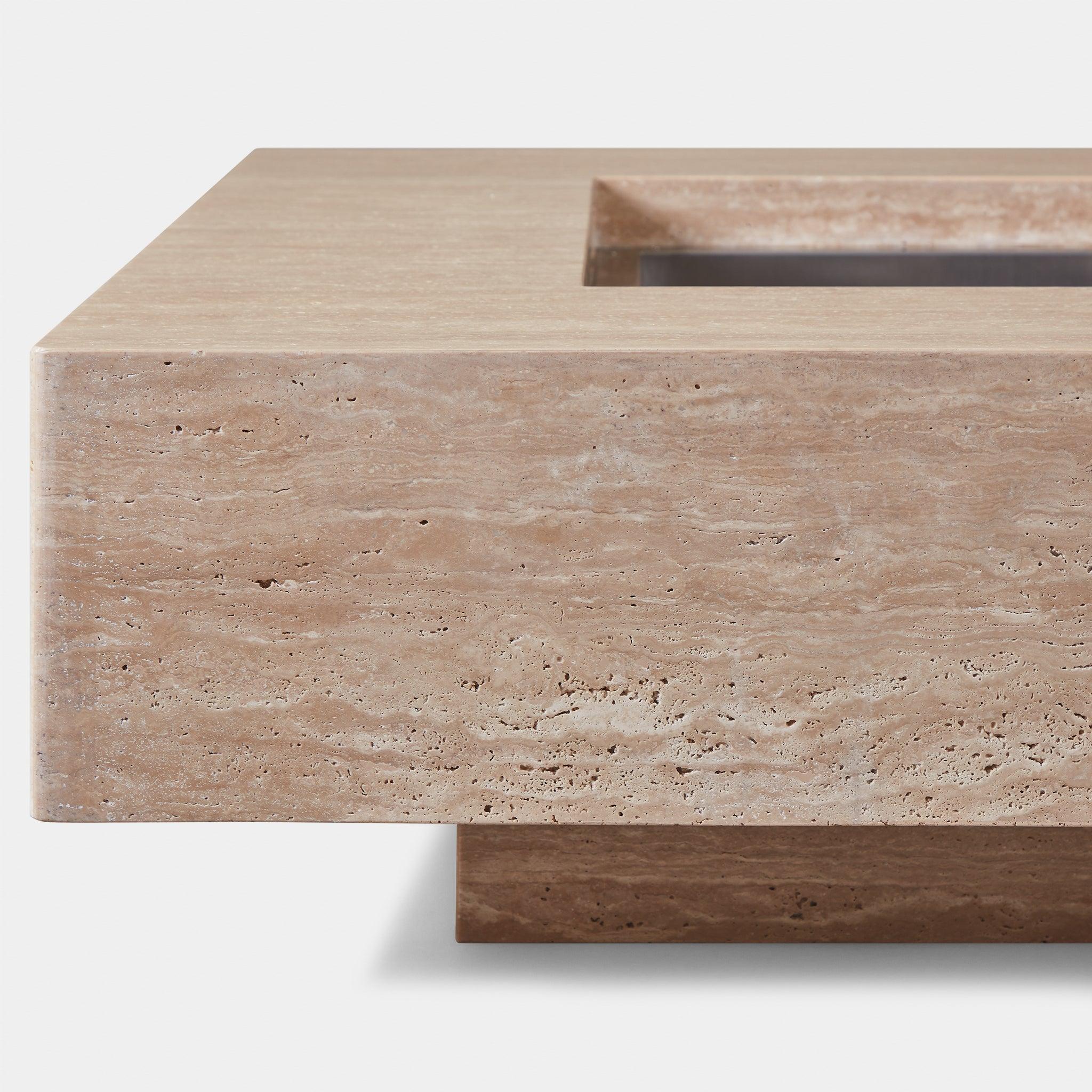 Harbour Mason Square Fire Table - Travertine Natural