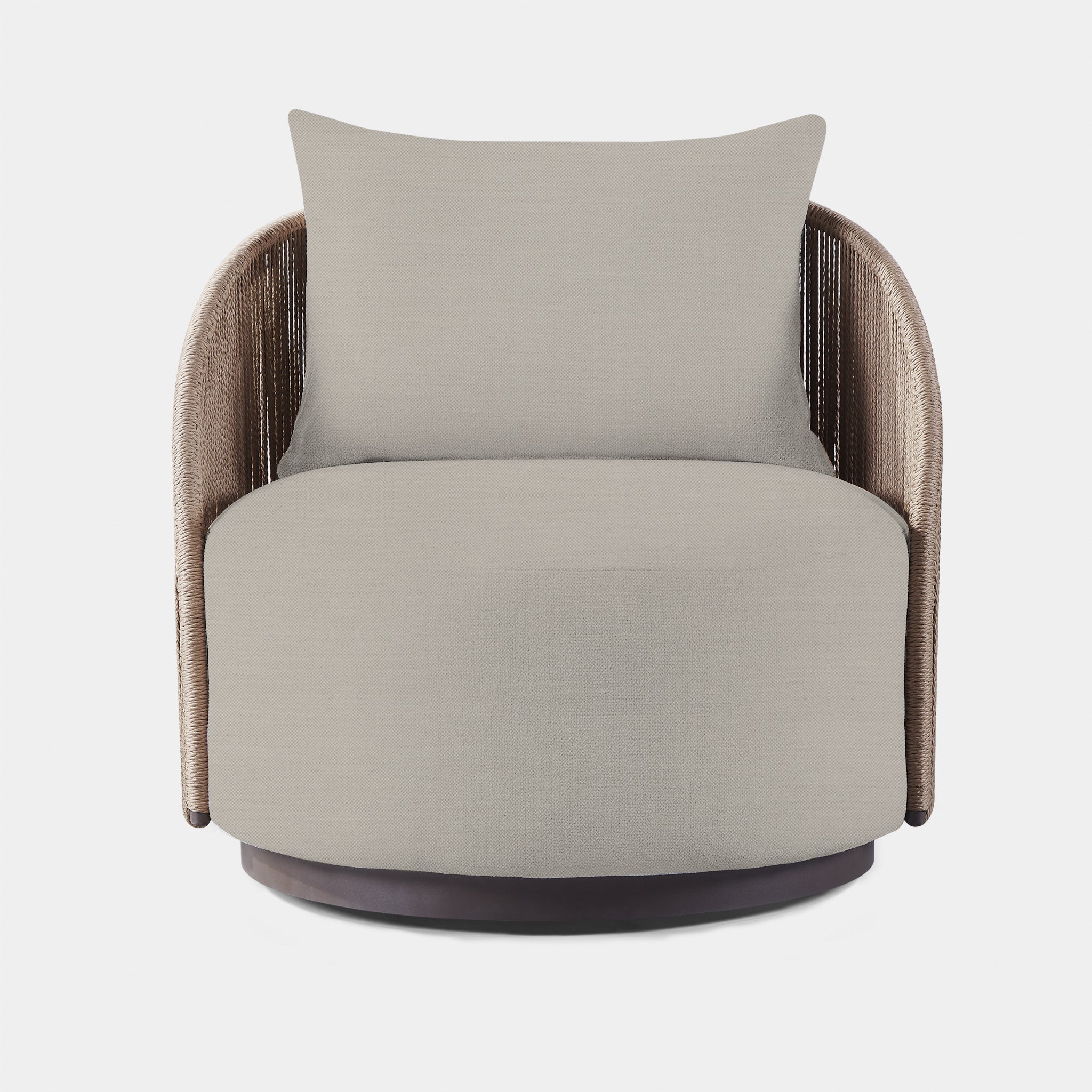 Harbour Milan Swivel Lounge Chair - Aluminum Bronze, Lisos Grafito, Twisted Rope Dune