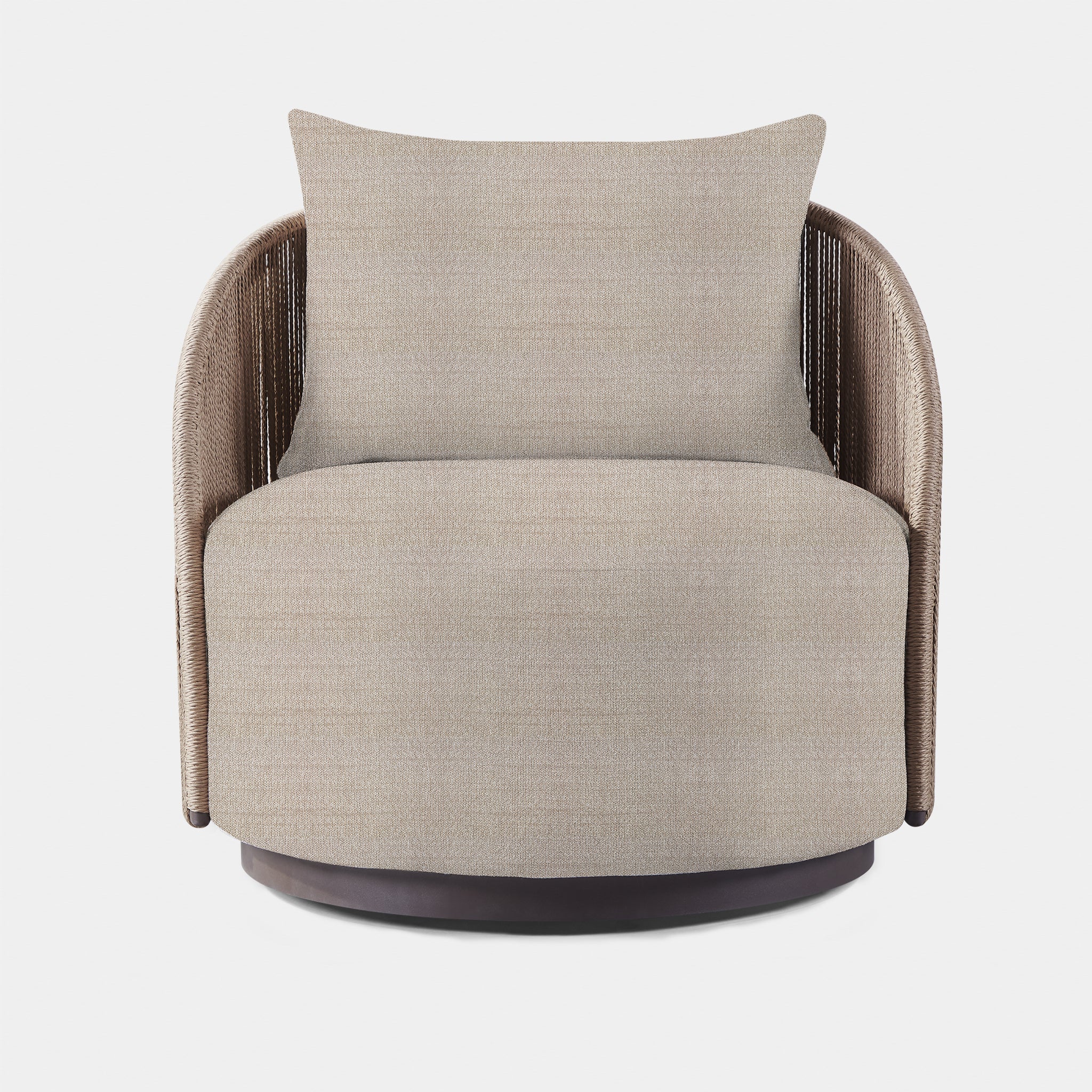 Harbour Milan Swivel Lounge Chair - Aluminum Bronze, Lisos Grafito, Twisted Rope Dune