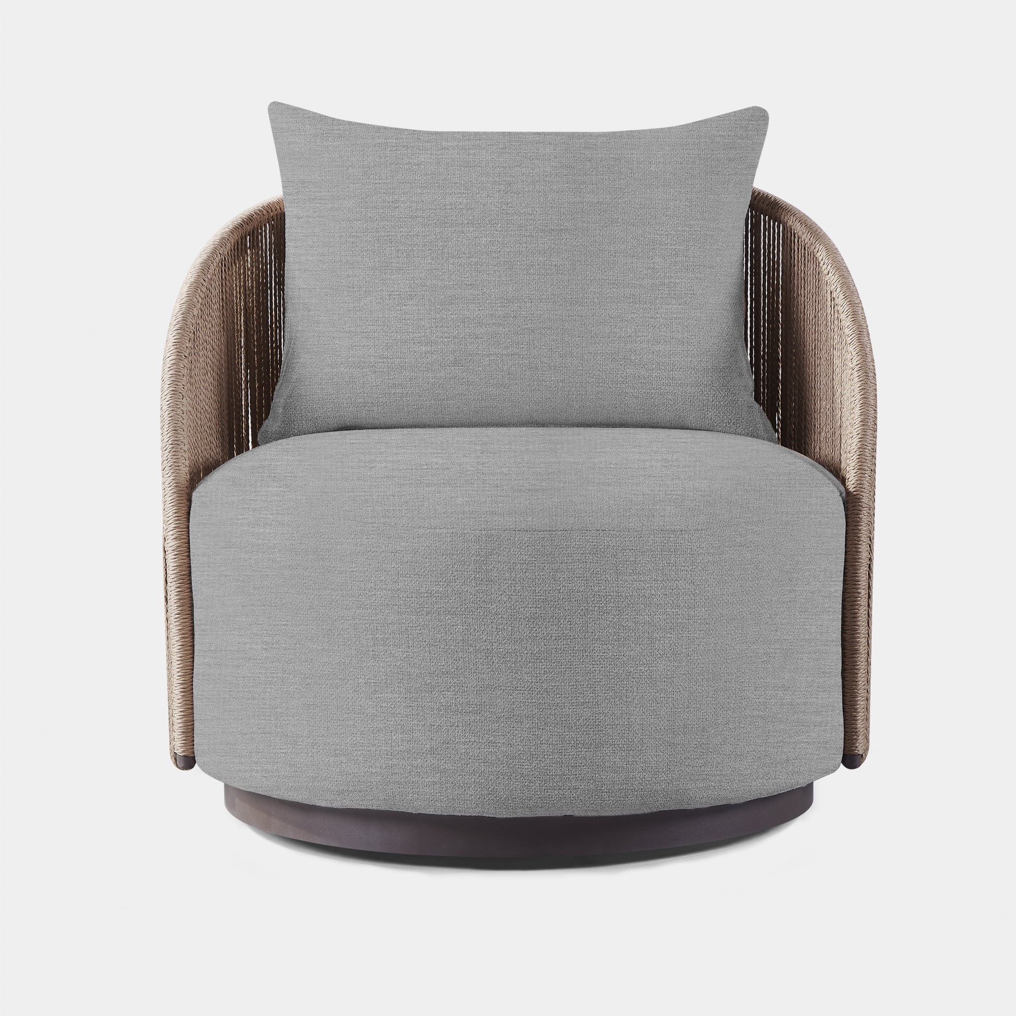 Harbour Milan Swivel Lounge Chair - Aluminum Bronze, Lisos Grafito, Twisted Rope Dune