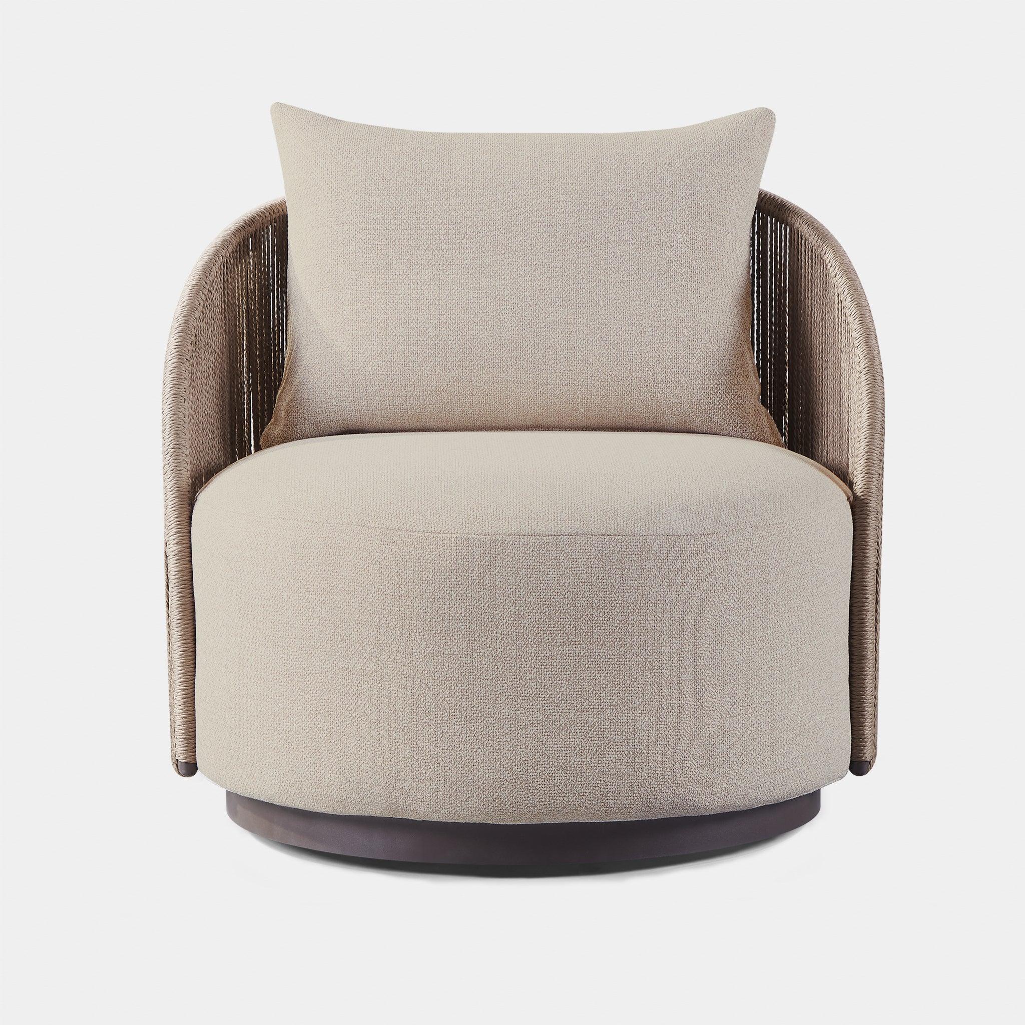 Harbour Milan Swivel Lounge Chair - Aluminum Bronze, Lisos Piedra, Twisted Rope Dune