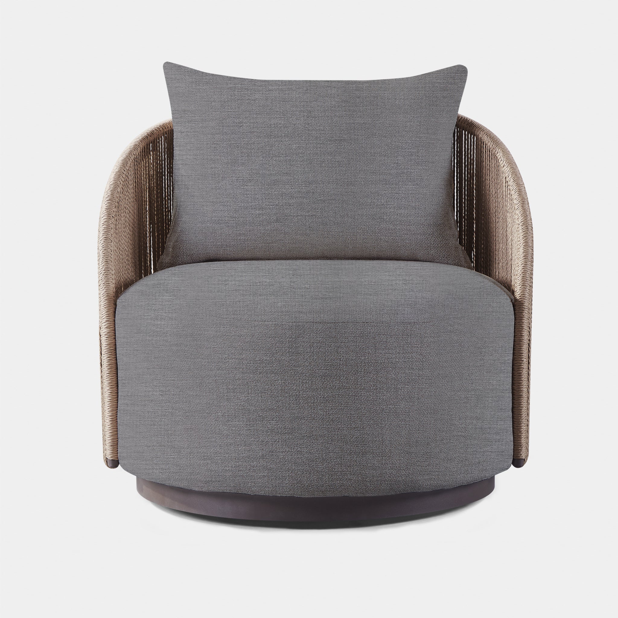 Harbour Milan Swivel Lounge Chair - Aluminum Bronze, Lisos Piedra, Twisted Rope Dune