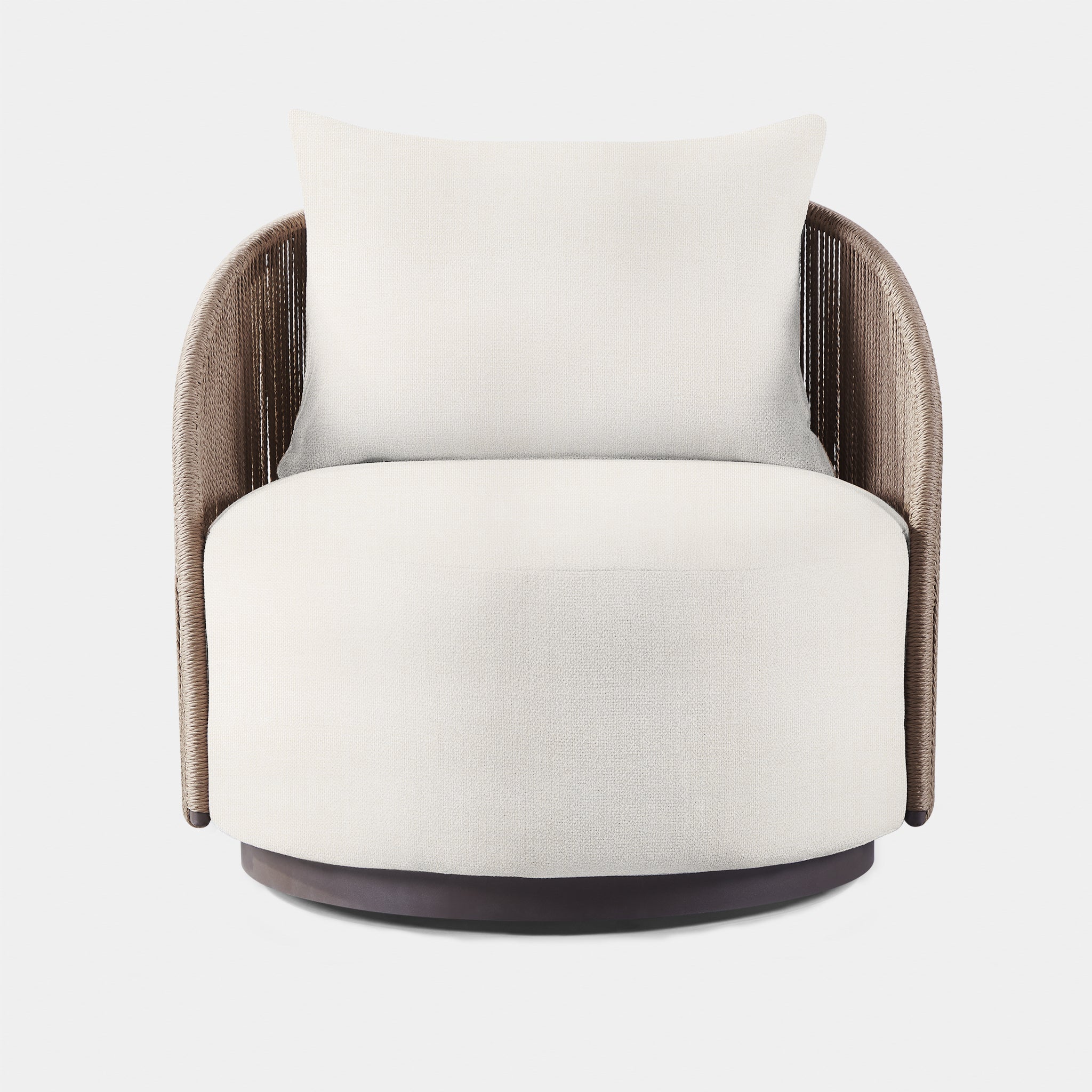 Harbour Milan Swivel Lounge Chair - Aluminum Bronze, Lisos Piedra, Twisted Rope Dune