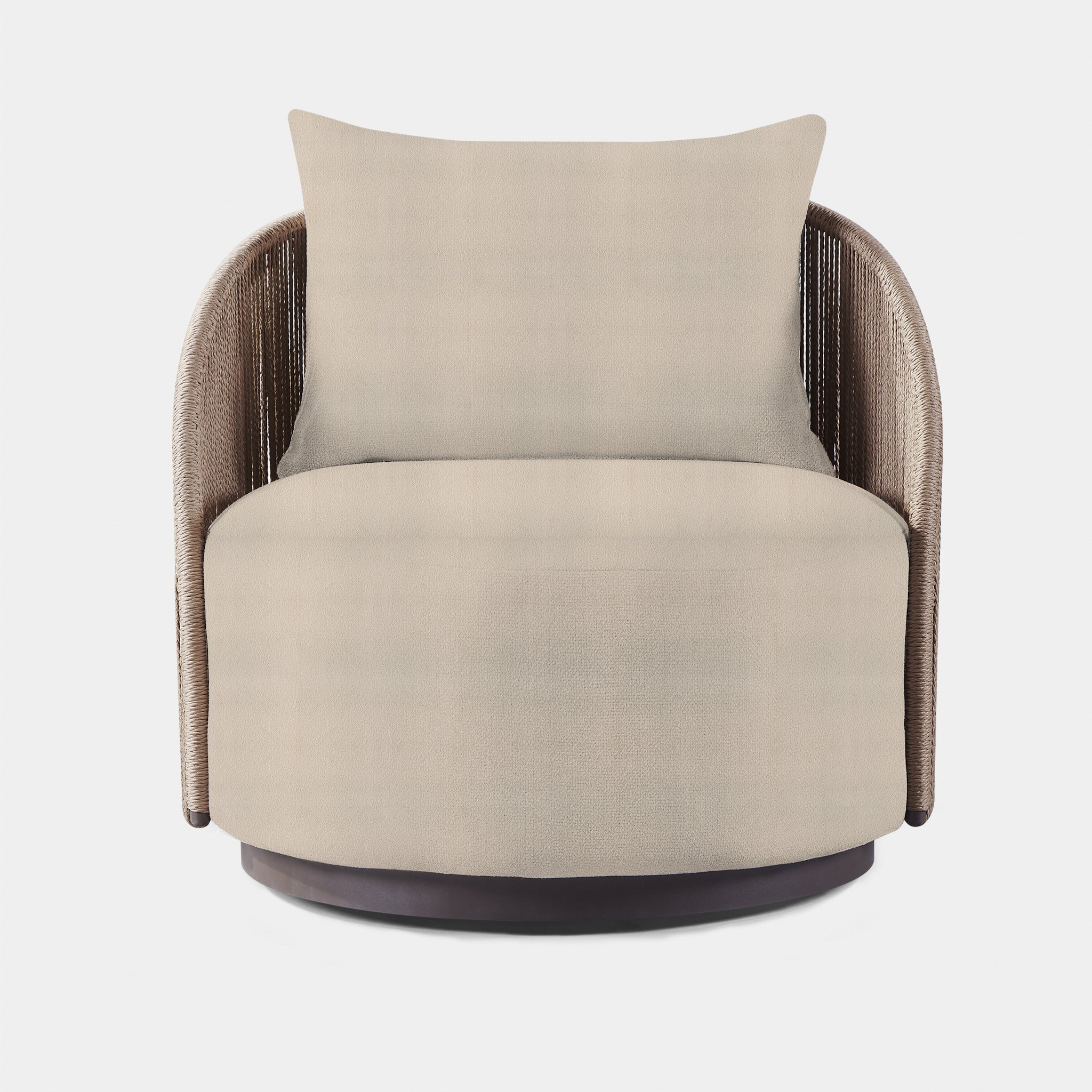 Harbour Milan Swivel Lounge Chair - Aluminum Bronze, Lisos Piedra, Twisted Rope Dune