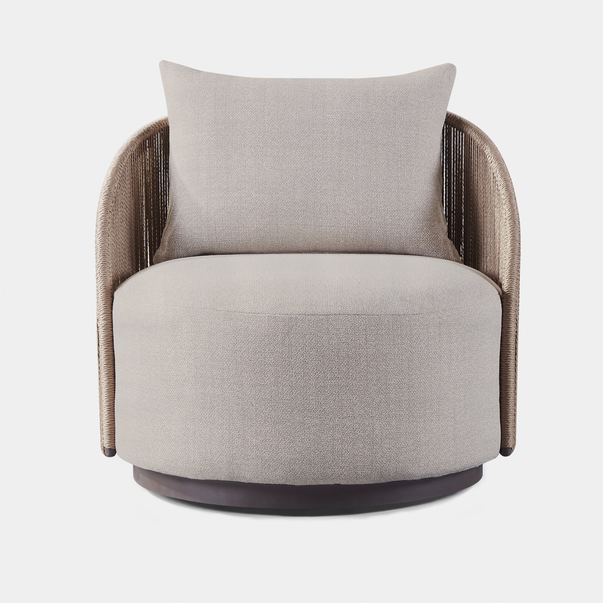 Harbour Milan Swivel Lounge Chair - Aluminum Bronze, Panama Blanco, Twisted Rope Dune