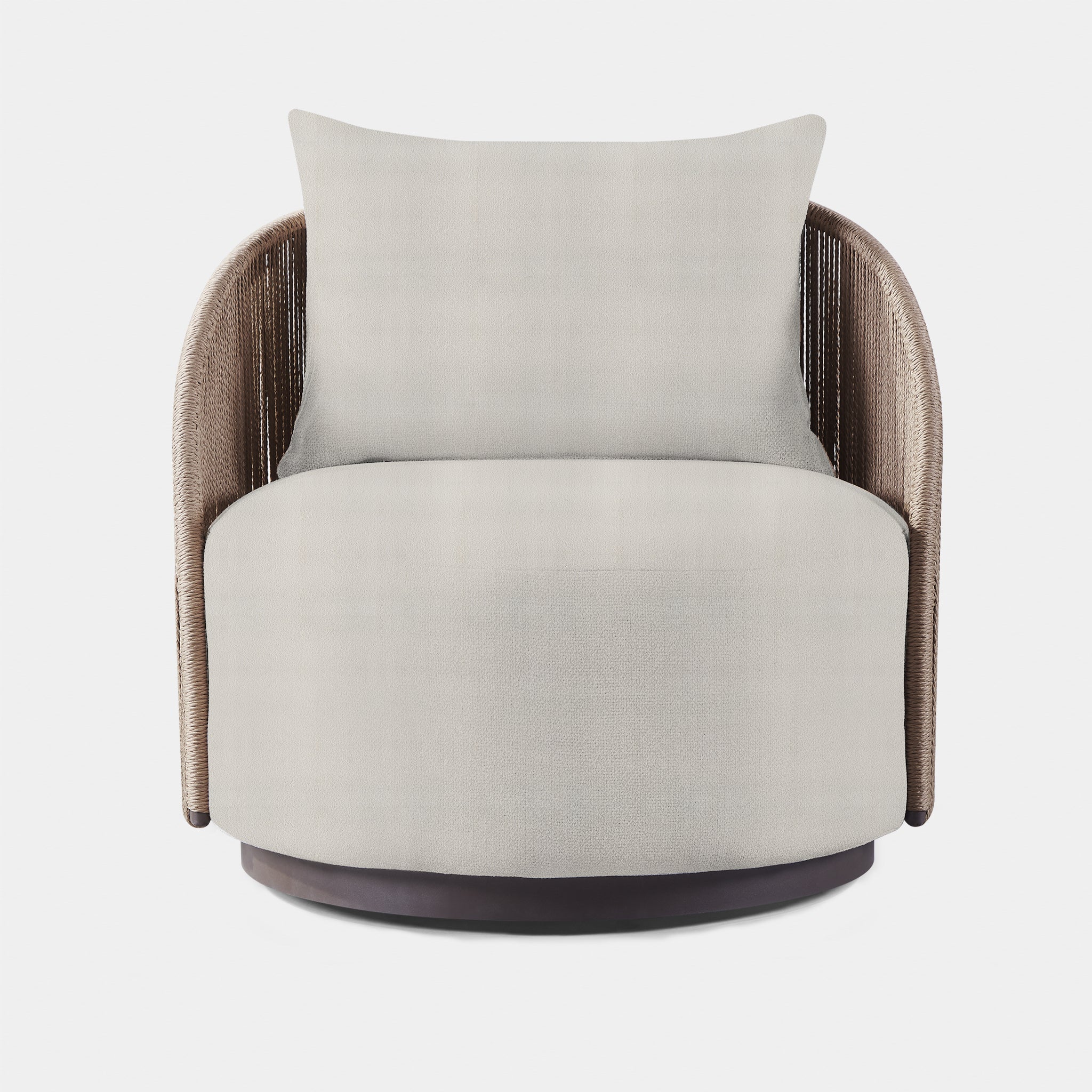 Harbour Milan Swivel Lounge Chair - Aluminum Bronze, Panama Grafito, Twisted Rope Dune