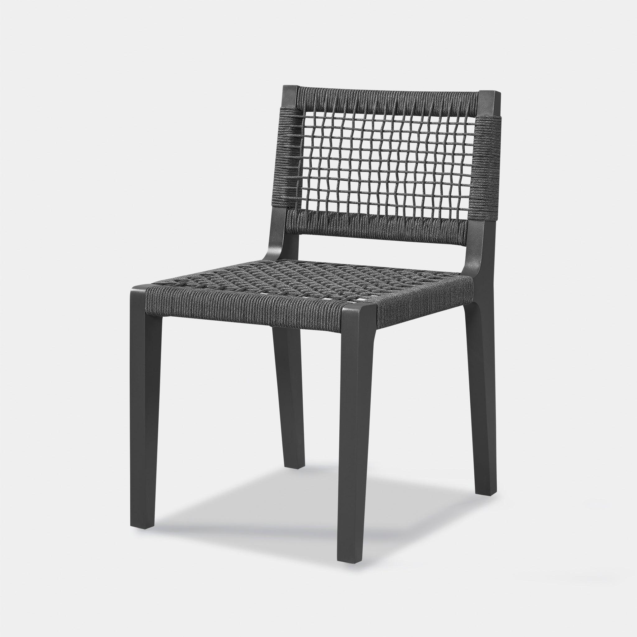 Harbour Mlb Aluminum Armless Dining Chair - Aluminum Asteroid, Rope Dark Gray