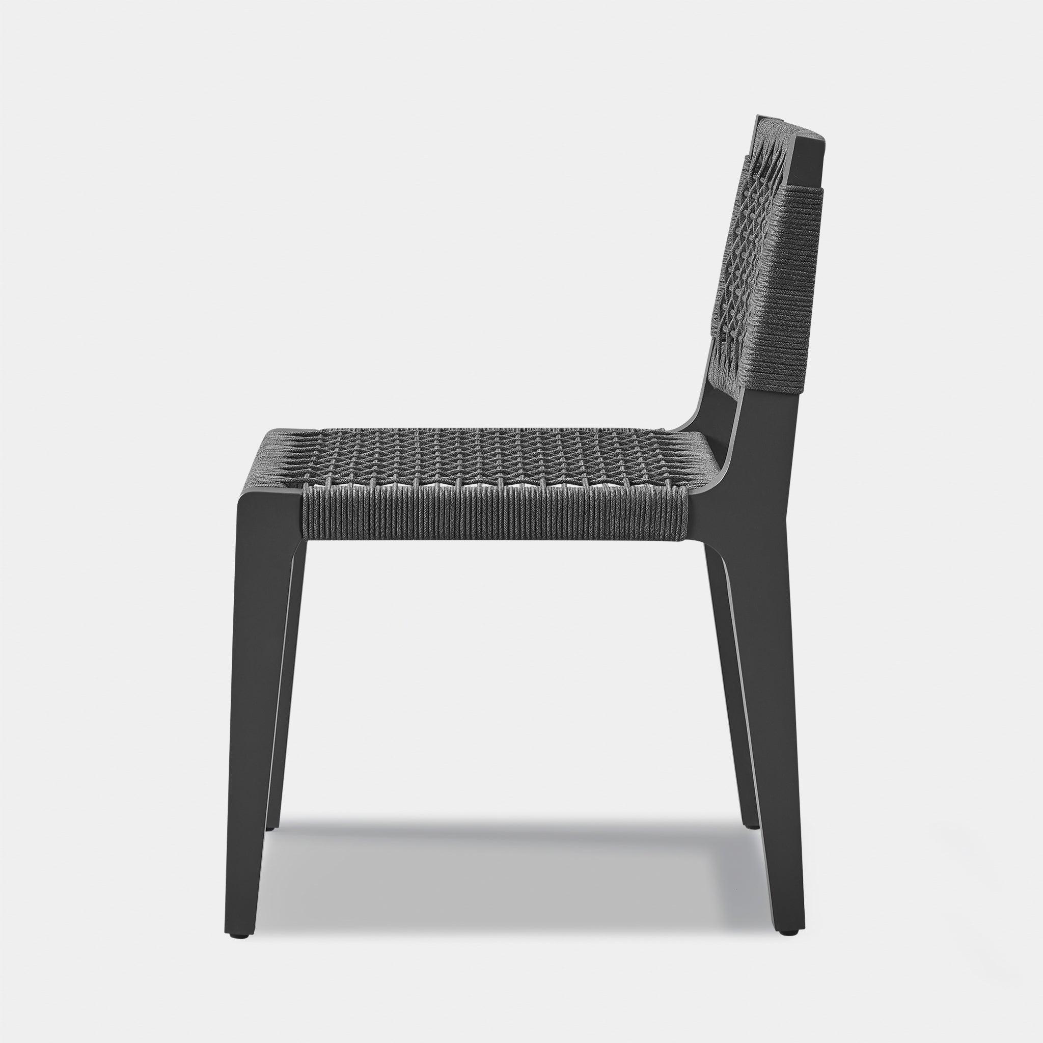 Harbour Mlb Aluminum Armless Dining Chair - Aluminum Asteroid, Rope Dark Gray