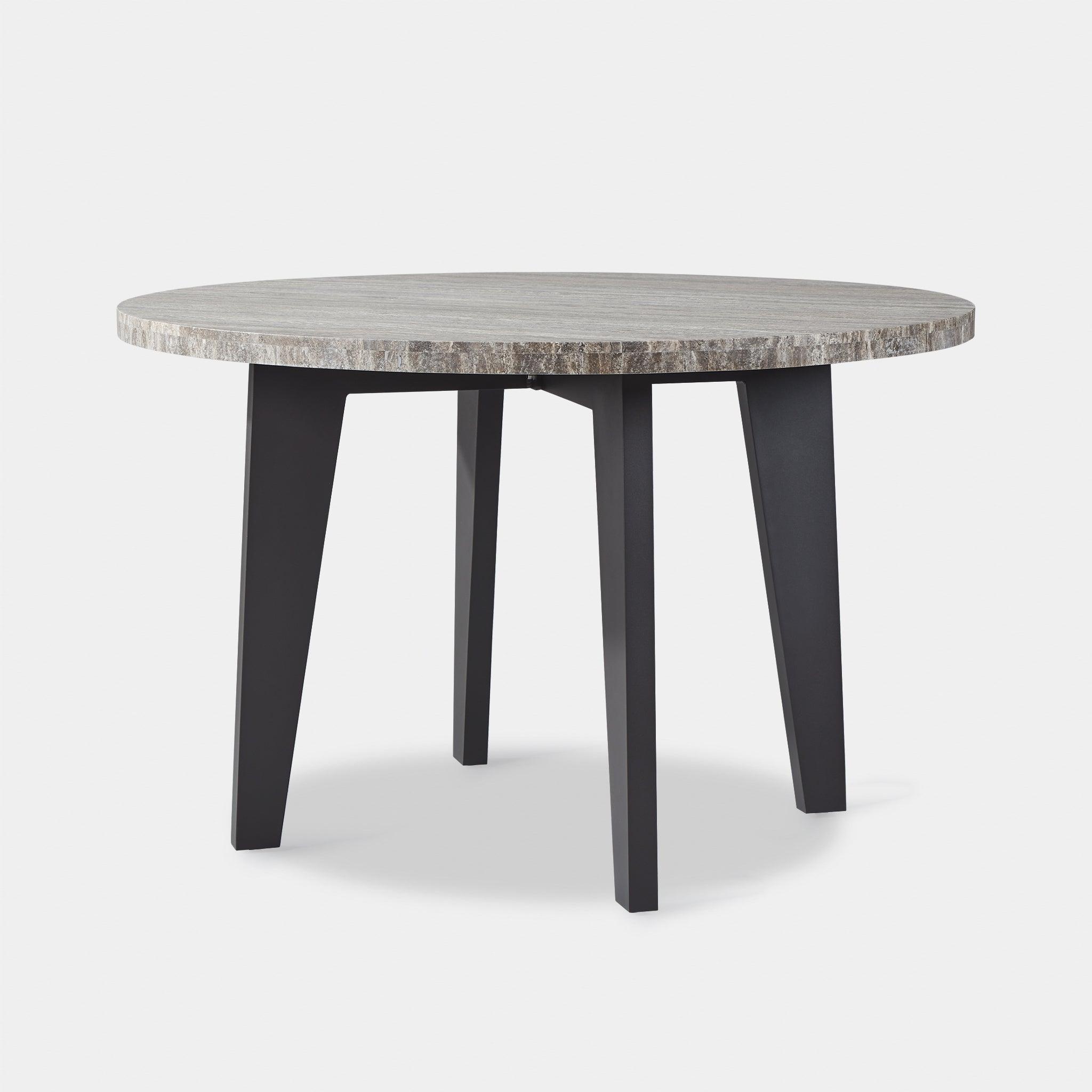 Harbour Mlb Aluminum Round Dining Table - Aluminum Asteroid, Travertine Dark Gray