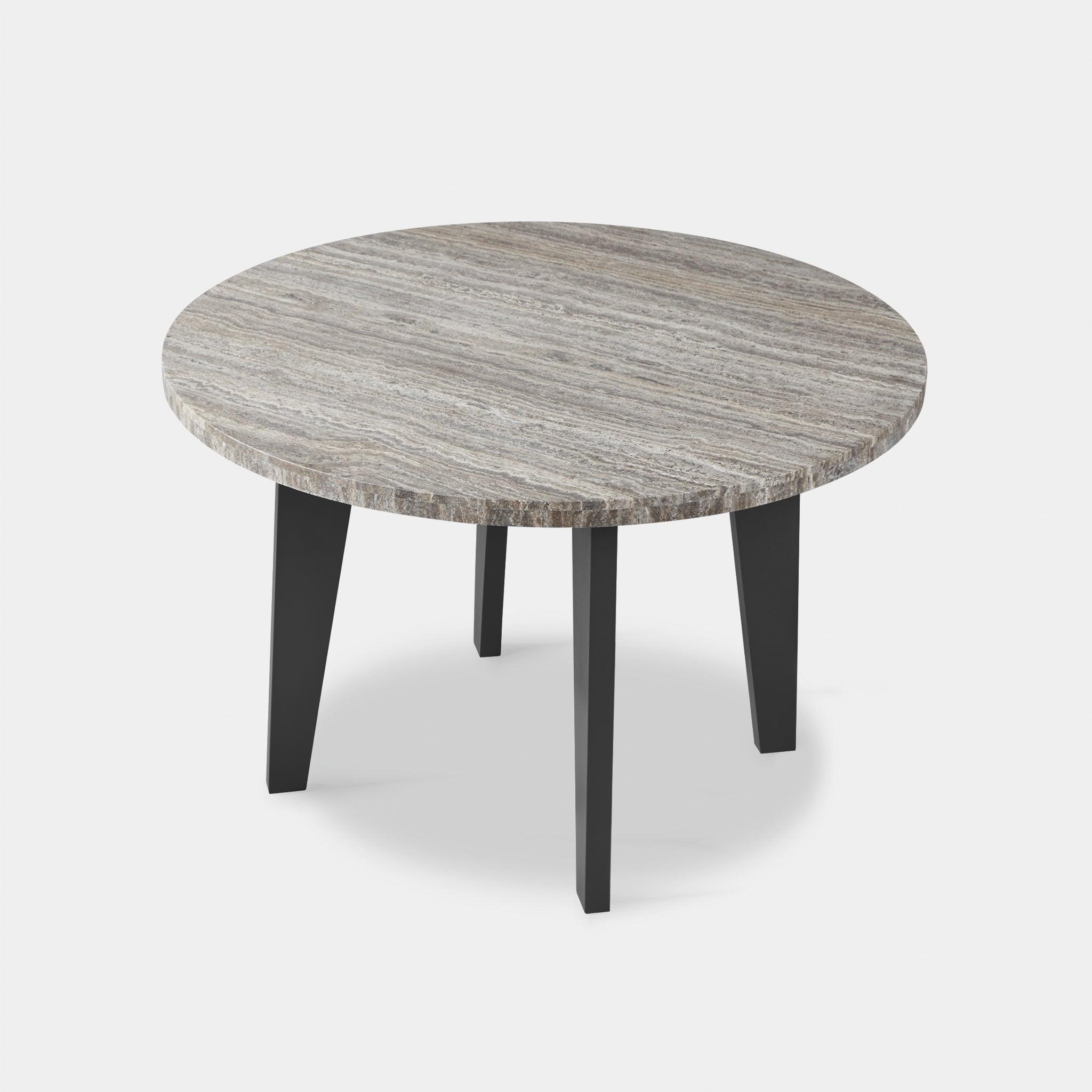 Harbour Mlb Aluminum Round Dining Table - Aluminum Asteroid, Travertine Dark Gray