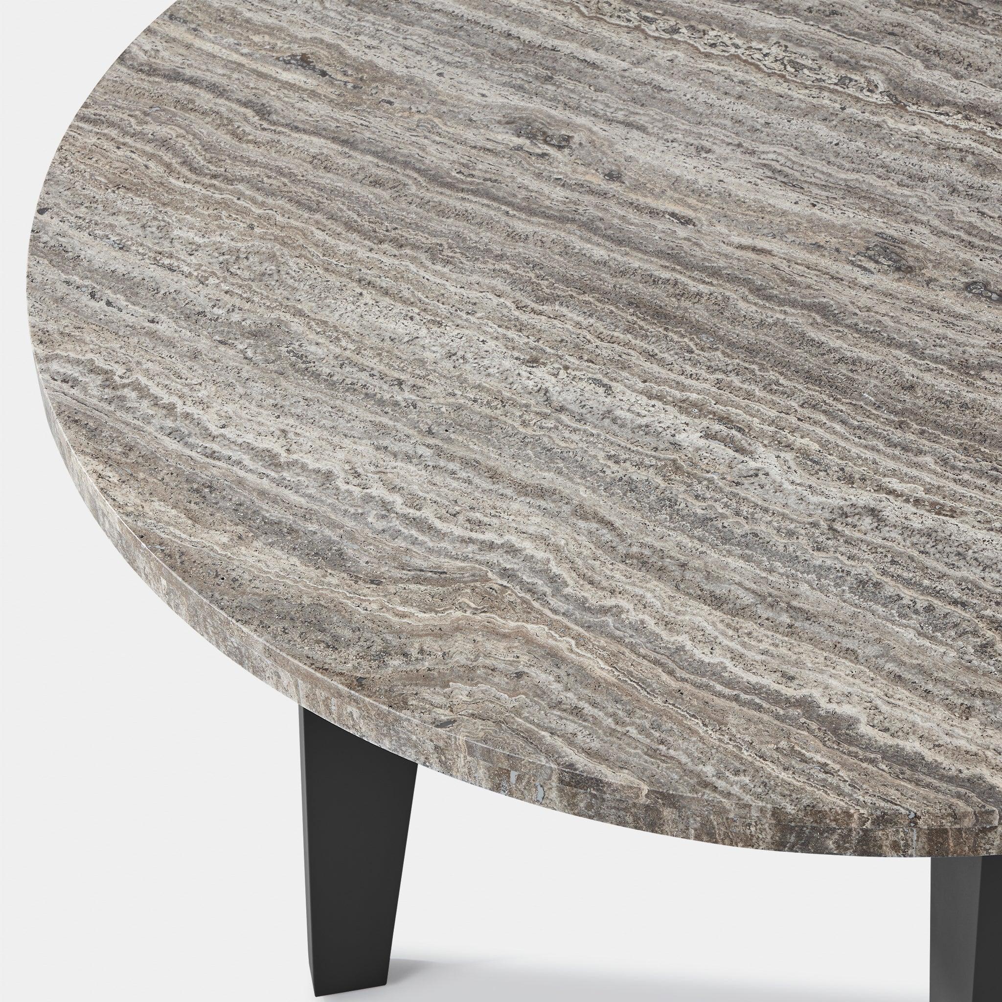 Harbour Mlb Aluminum Round Dining Table - Aluminum Asteroid, Travertine Dark Gray