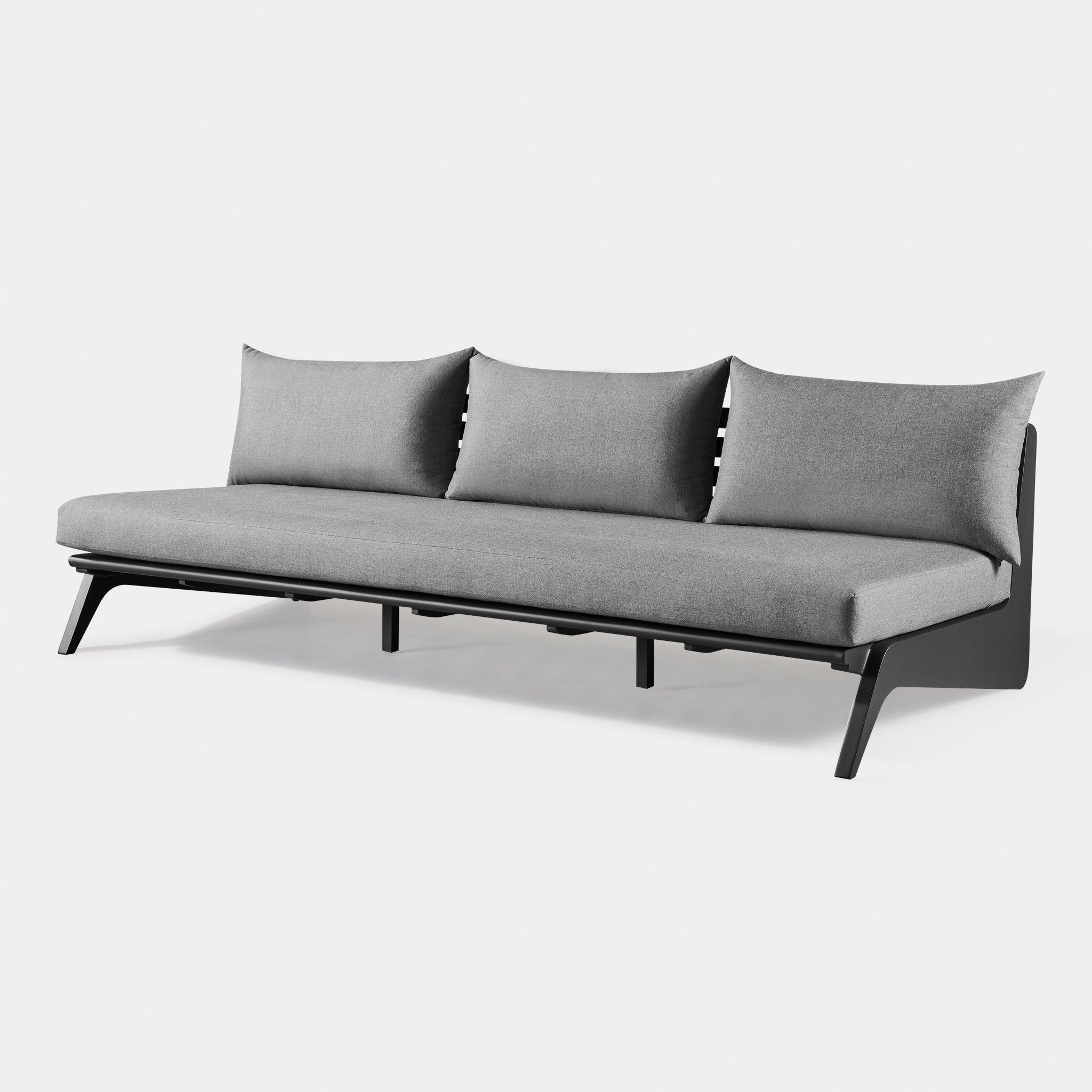 Harbour Mlb Aluminum 3 Seat Armless Sofa - Aluminum Asteroid, Lisos Grafito