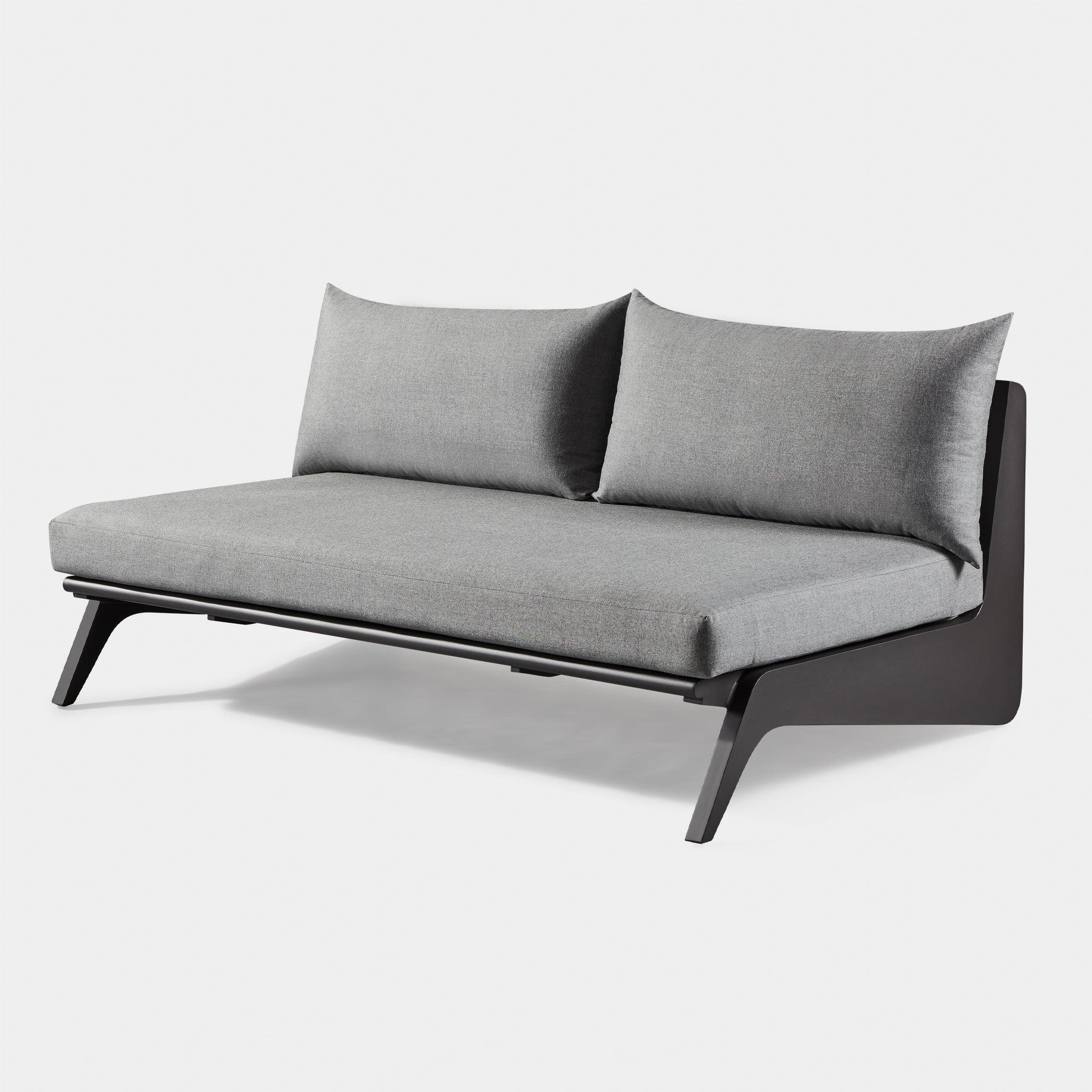 Harbour Mlb Aluminum 2 Seat Armless Sofa - Aluminum Asteroid, Lisos Grafito