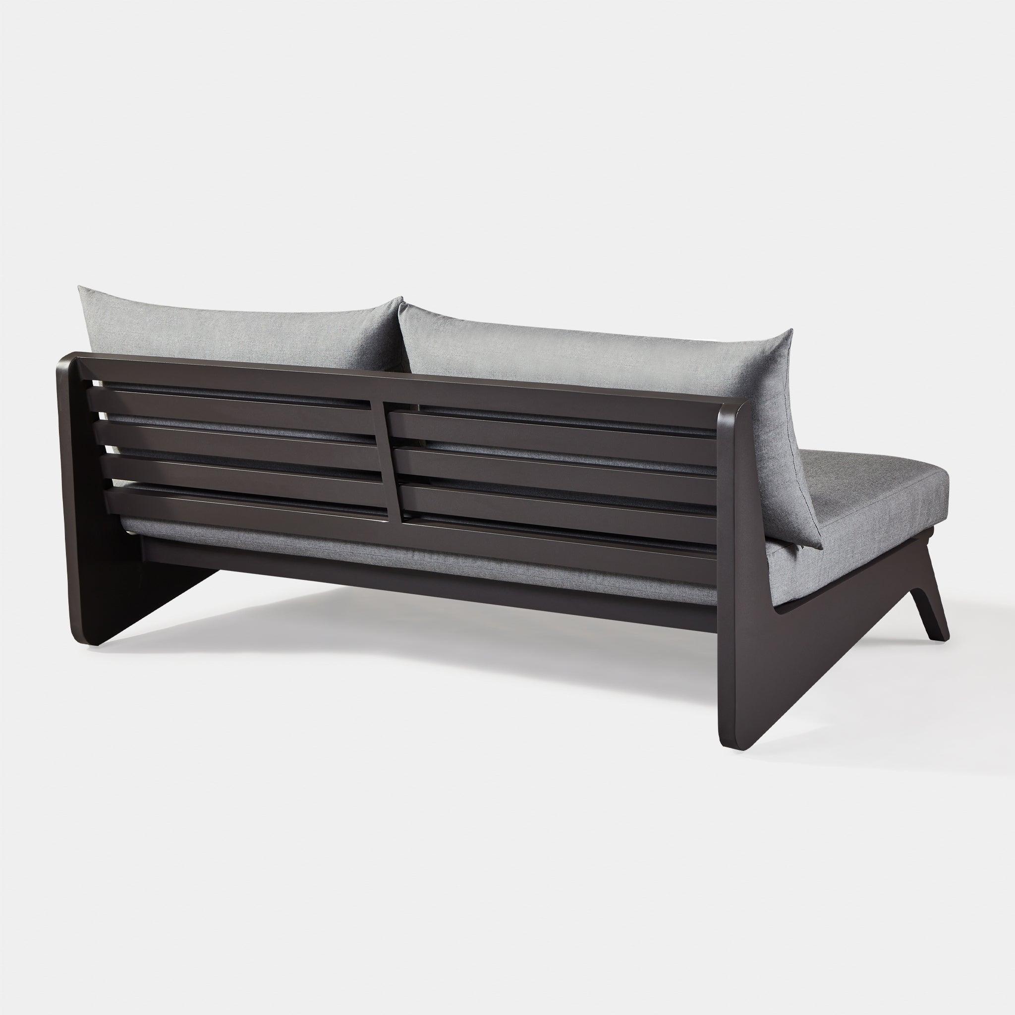 Harbour Mlb Aluminum 2 Seat Armless Sofa - Aluminum Asteroid, Lisos Grafito