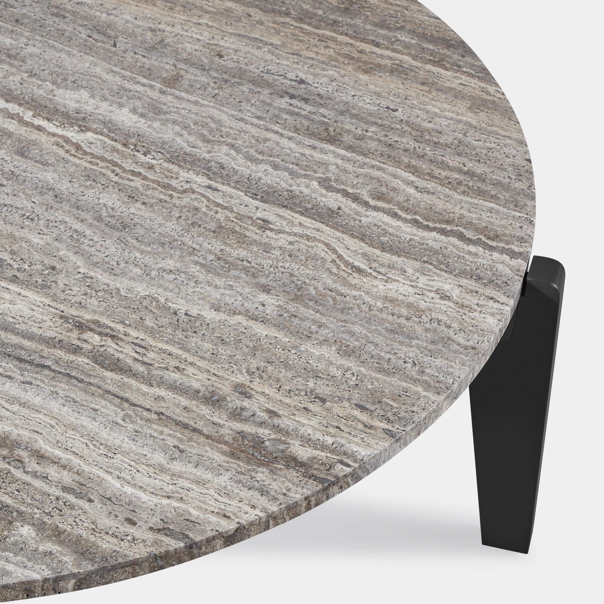 Harbour Mlb Aluminum Round Coffee Table - Aluminum Asteroid, Travertine Dark Gray