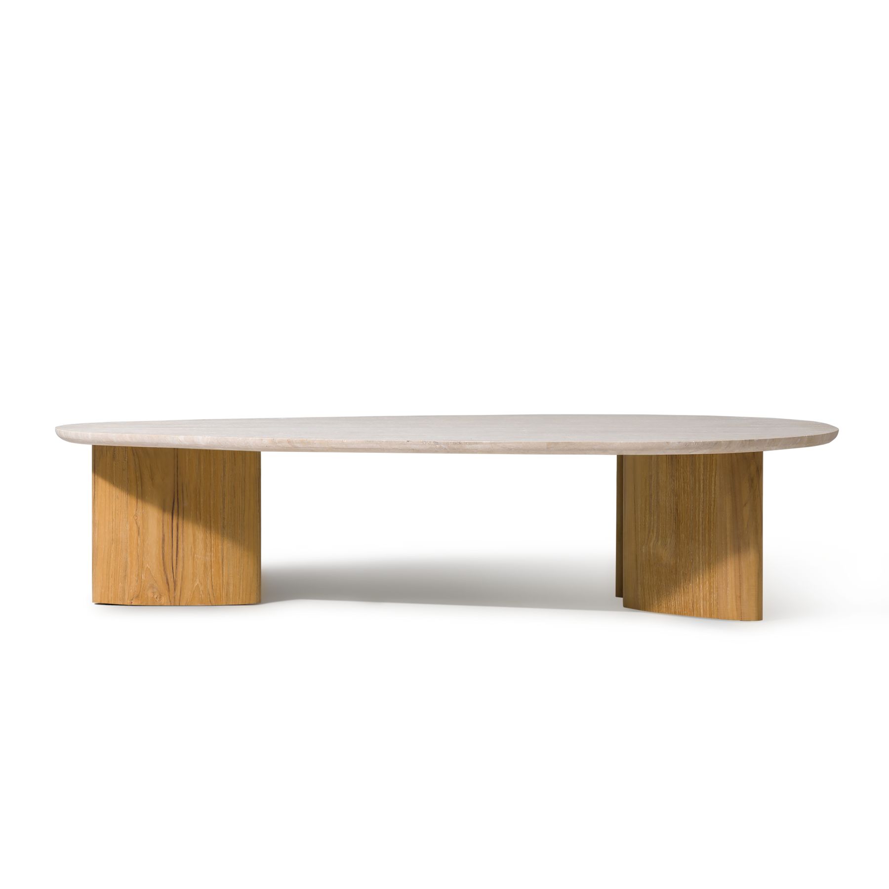 Harbour Newport Coffee Table - Teak Natural, Travertine Cream