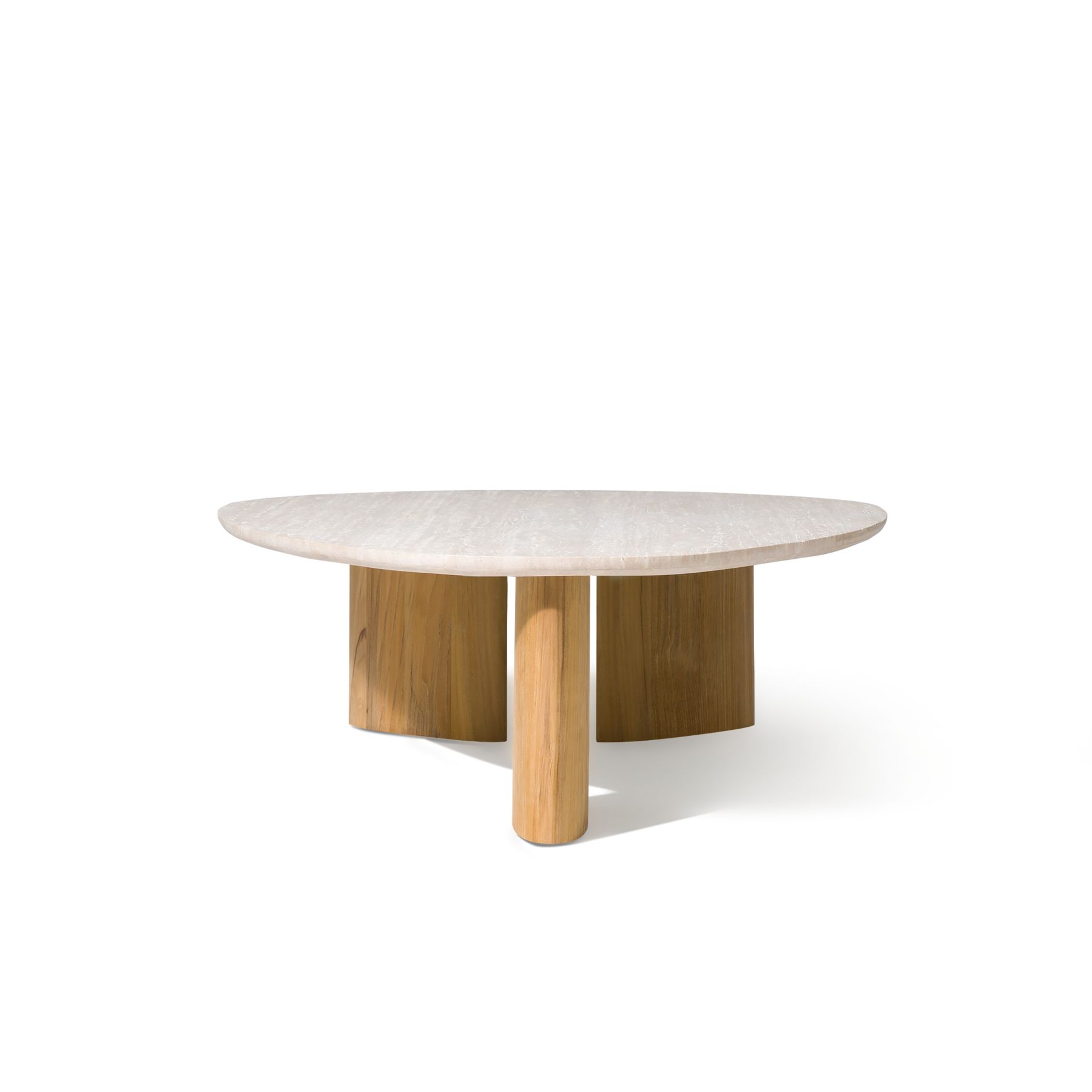 Harbour Newport Coffee Table - Teak Natural, Travertine Cream