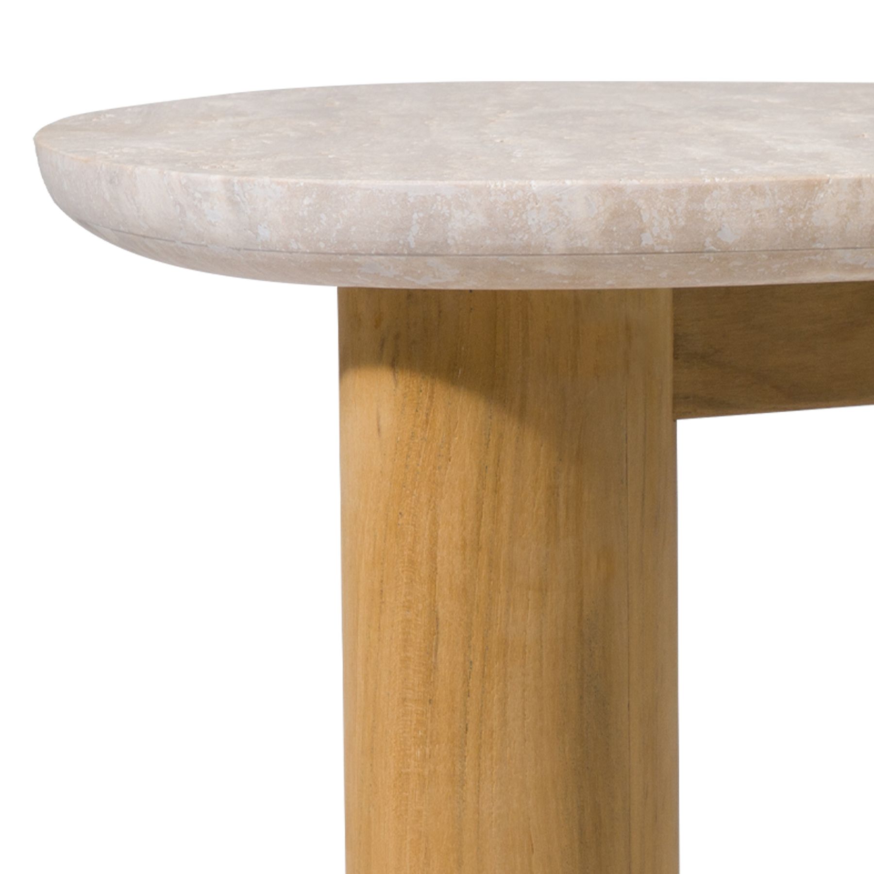 Harbour Newport Side Table - Teak Natural, Travertine Cream