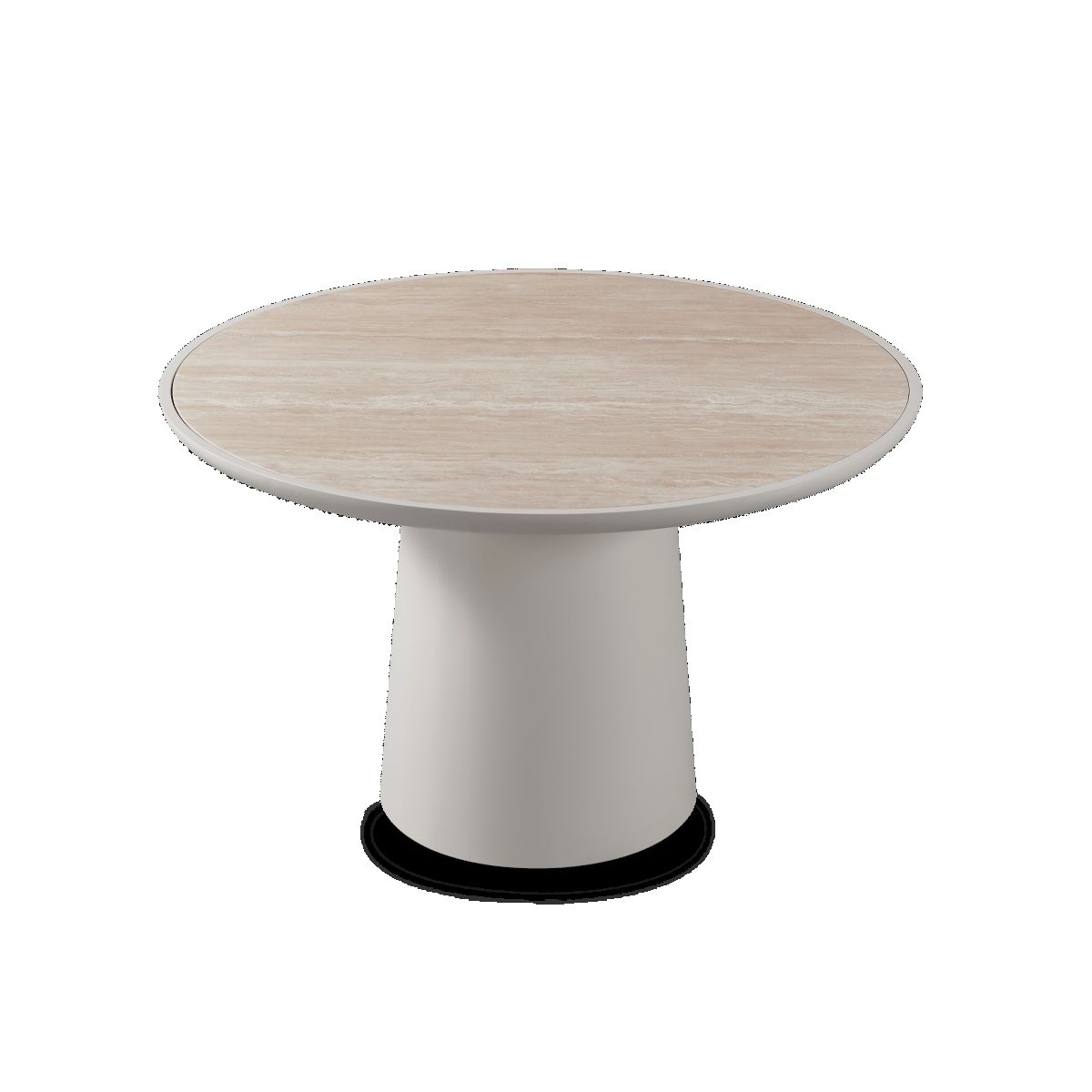 Harbour Nova Aluminum Round Dining Table 48" - Aluminum Asteroid, Travertine Dark Gray