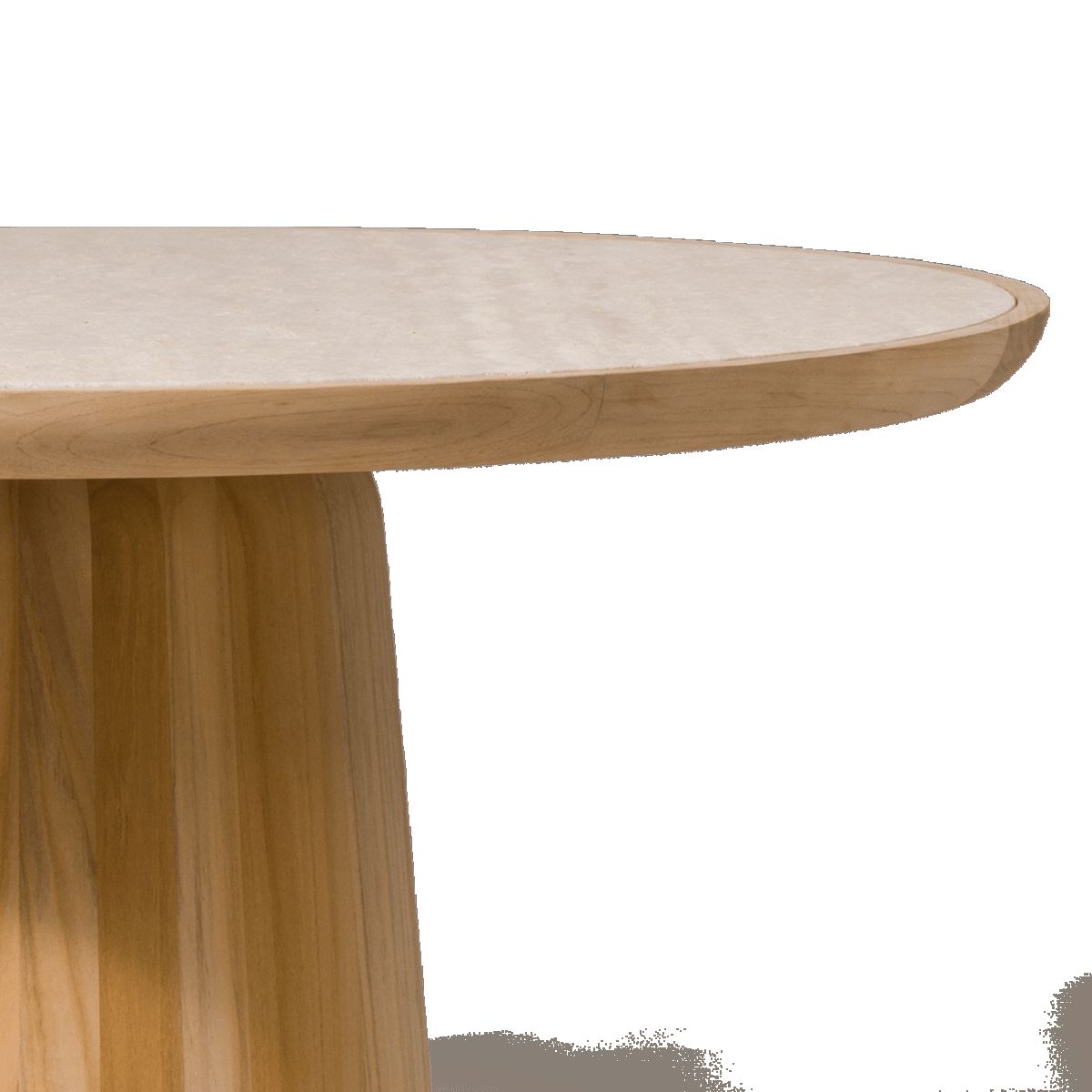 Harbour Nova Teak Round Dining Table 48" - Teak Natural, Travertine Cream