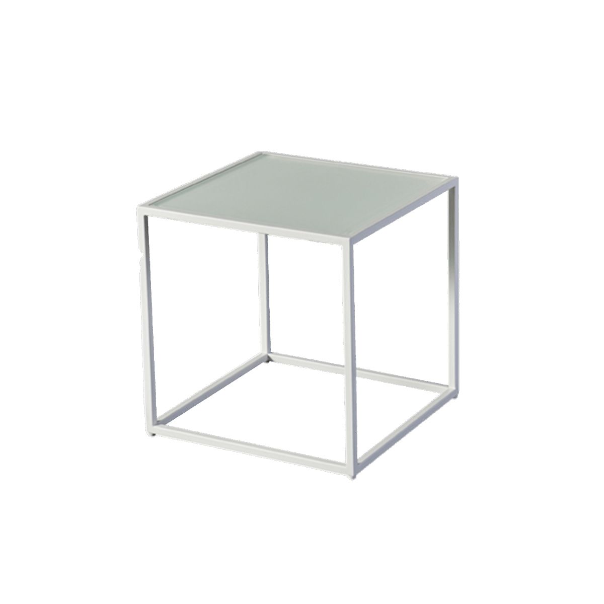 Harbour - Pace Square Side Table in Aluminum White, Marble White