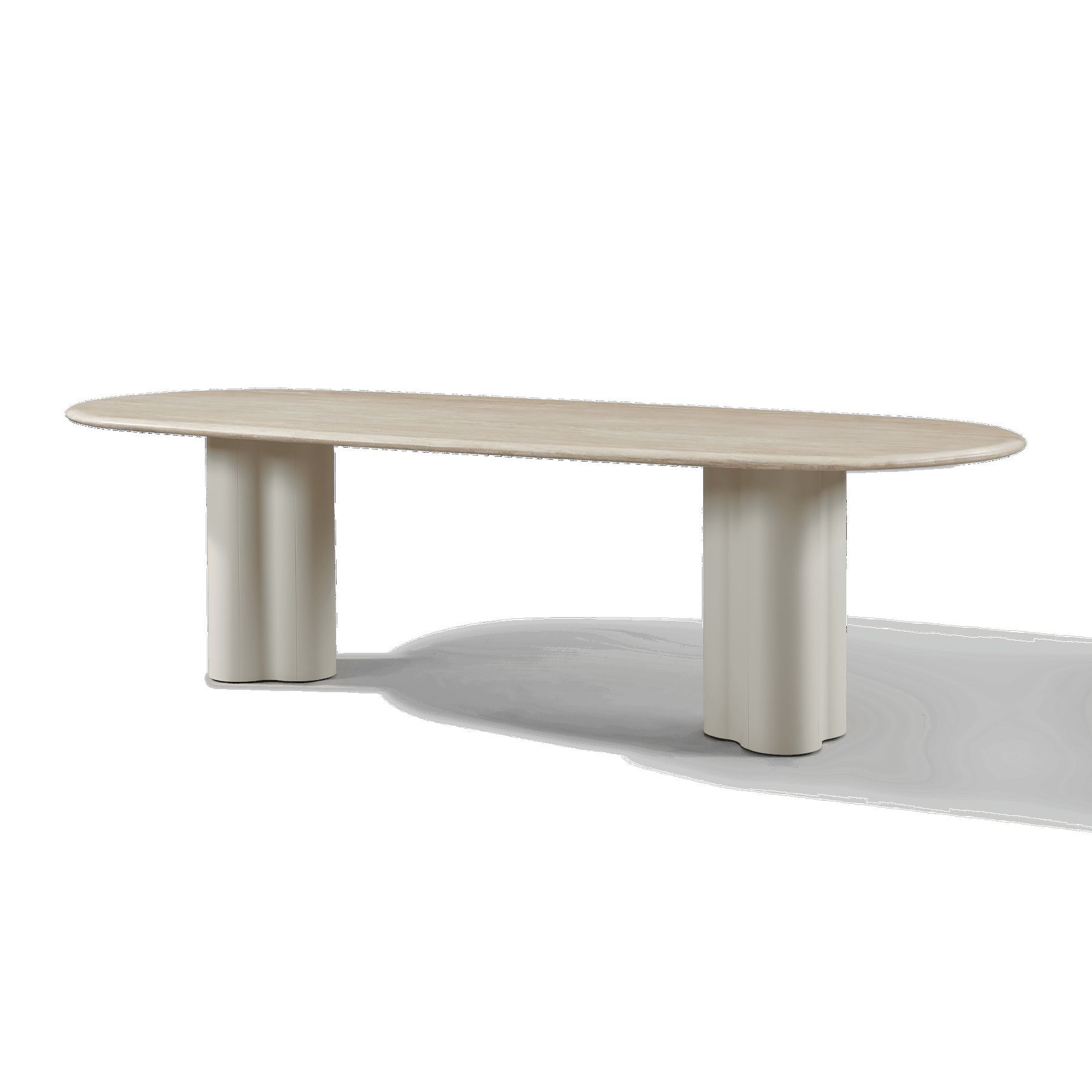 Harbour Porto Aluminum Pill Dining Table 108" - Aluminum Asteroid, Travertine Dark Gray