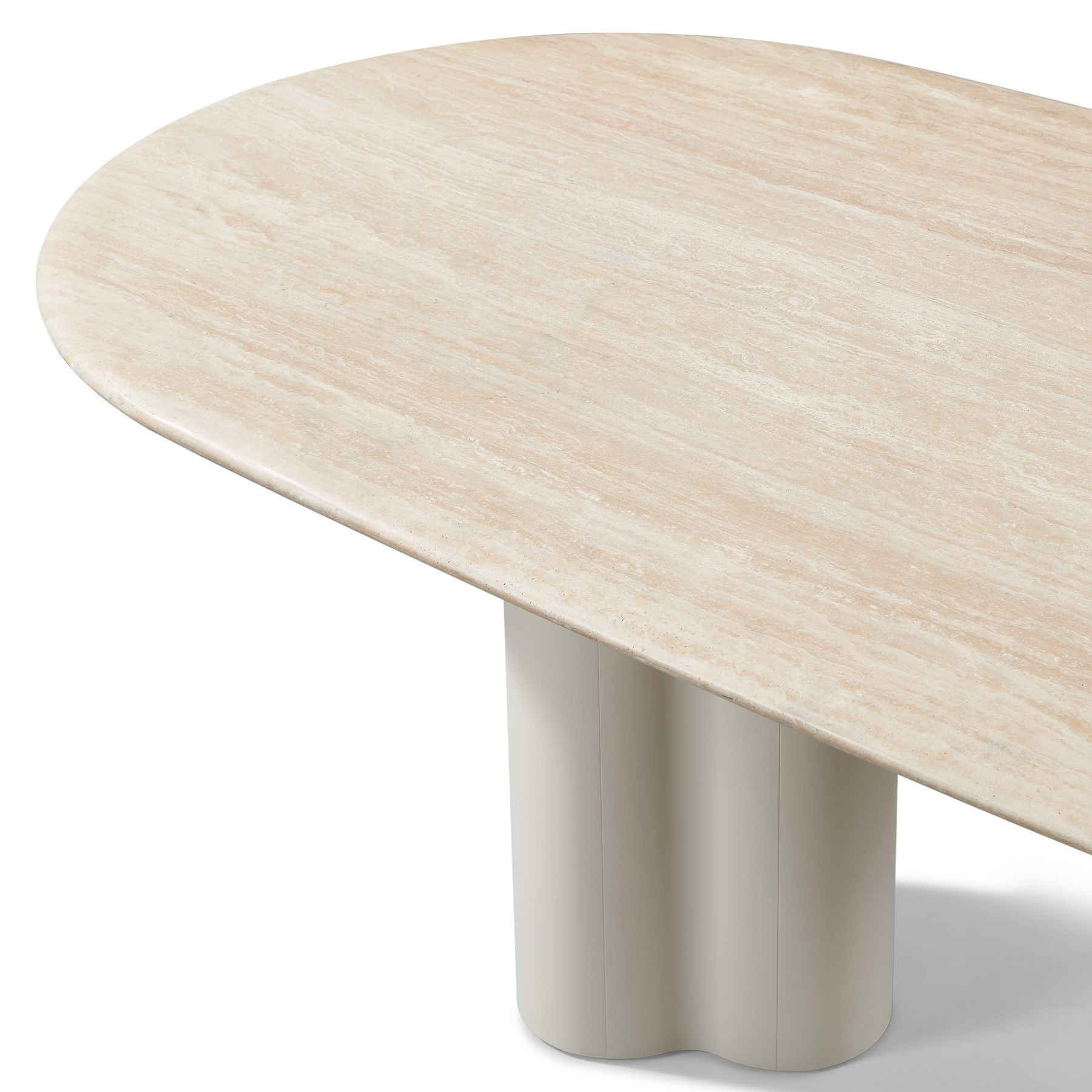 Harbour Porto Aluminum Pill Dining Table 108" - Aluminum Bone, Travertine Natural