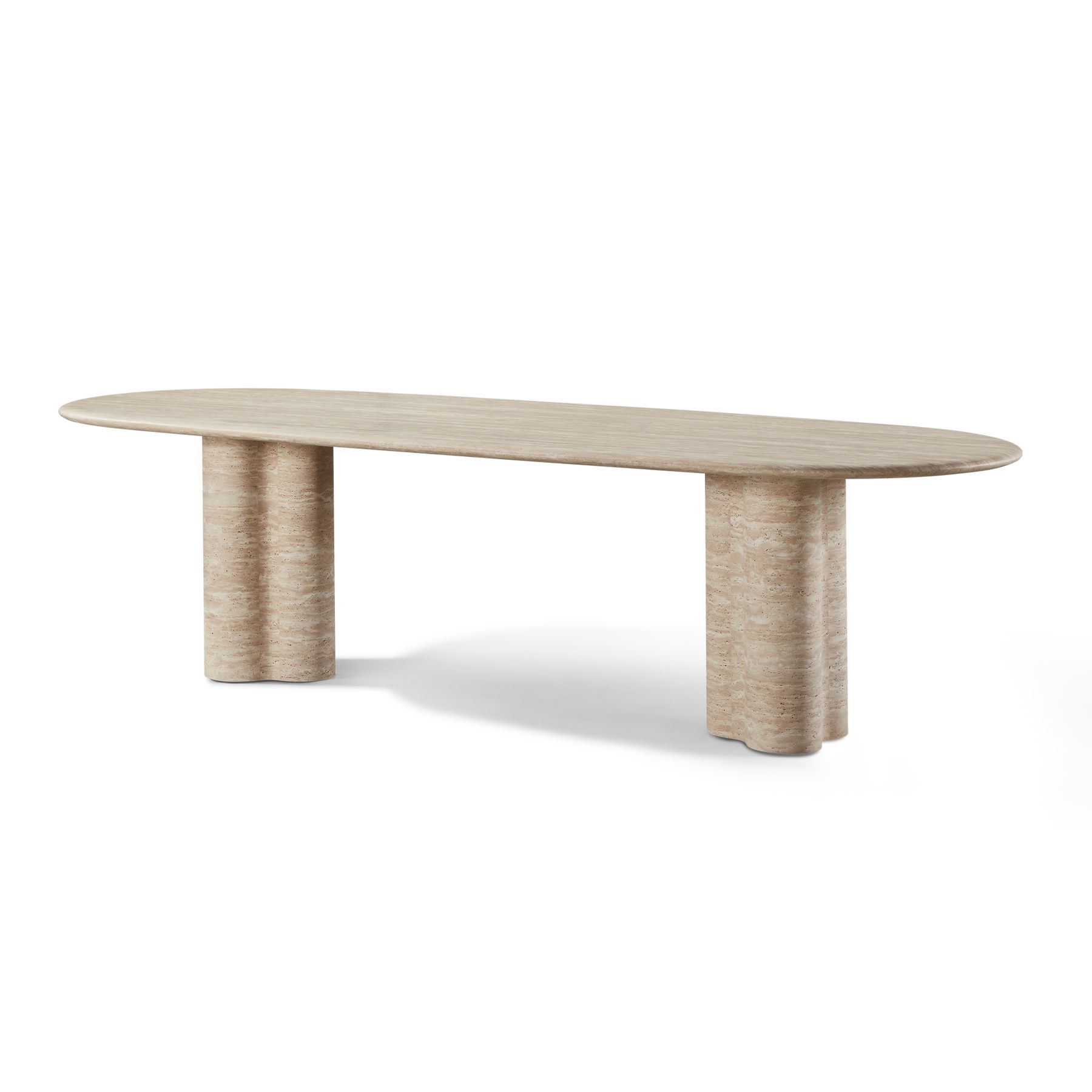 Harbour Porto Travertine Pill Dining Table 108" - Travertine Natural