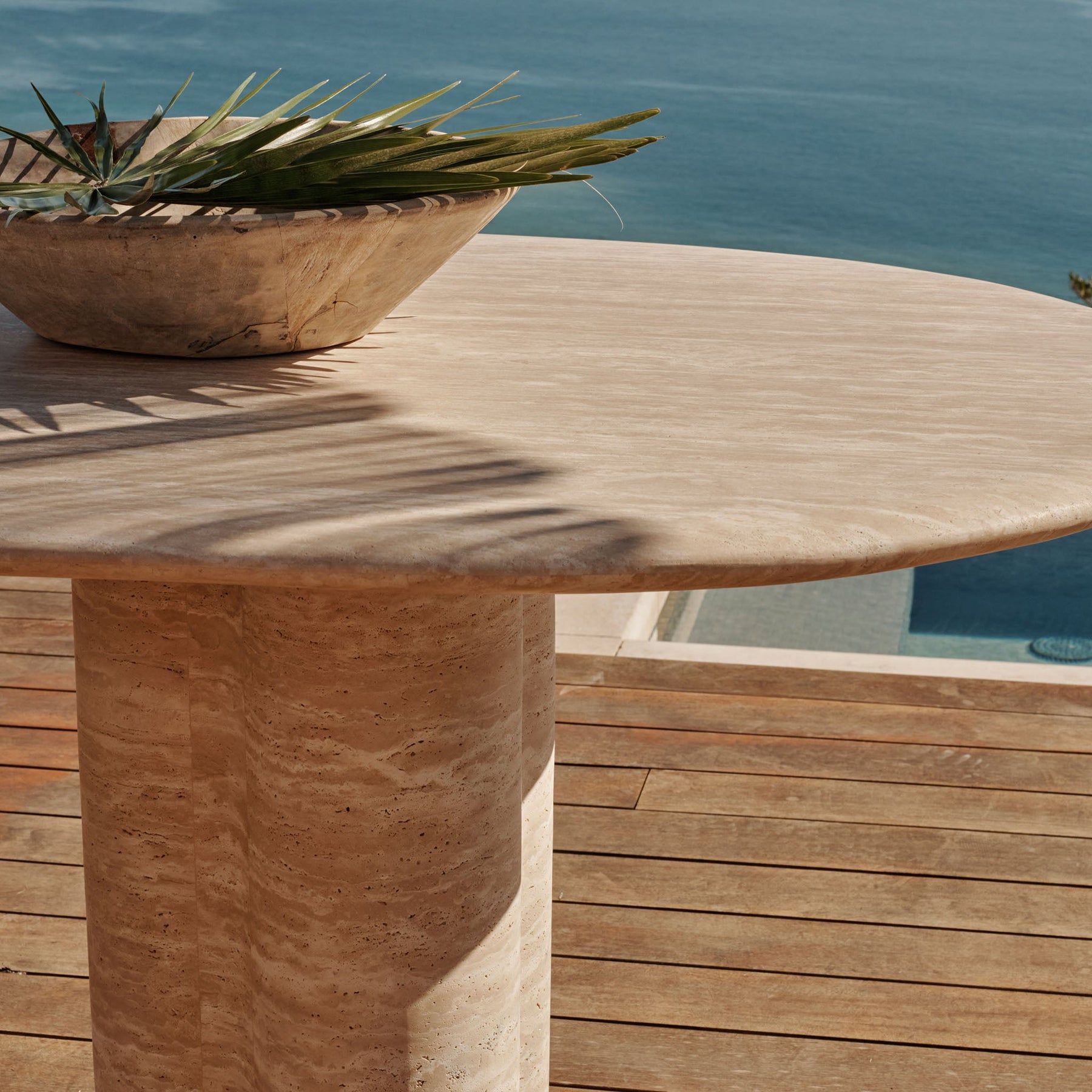 Harbour Porto Travertine Pill Dining Table 108" - Travertine Natural