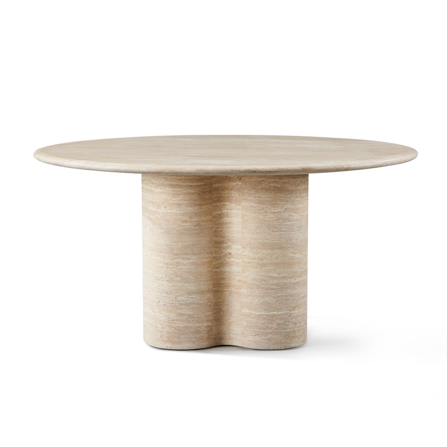 Harbour Porto Travertine Round Dining Table 60" - Travertine Natural