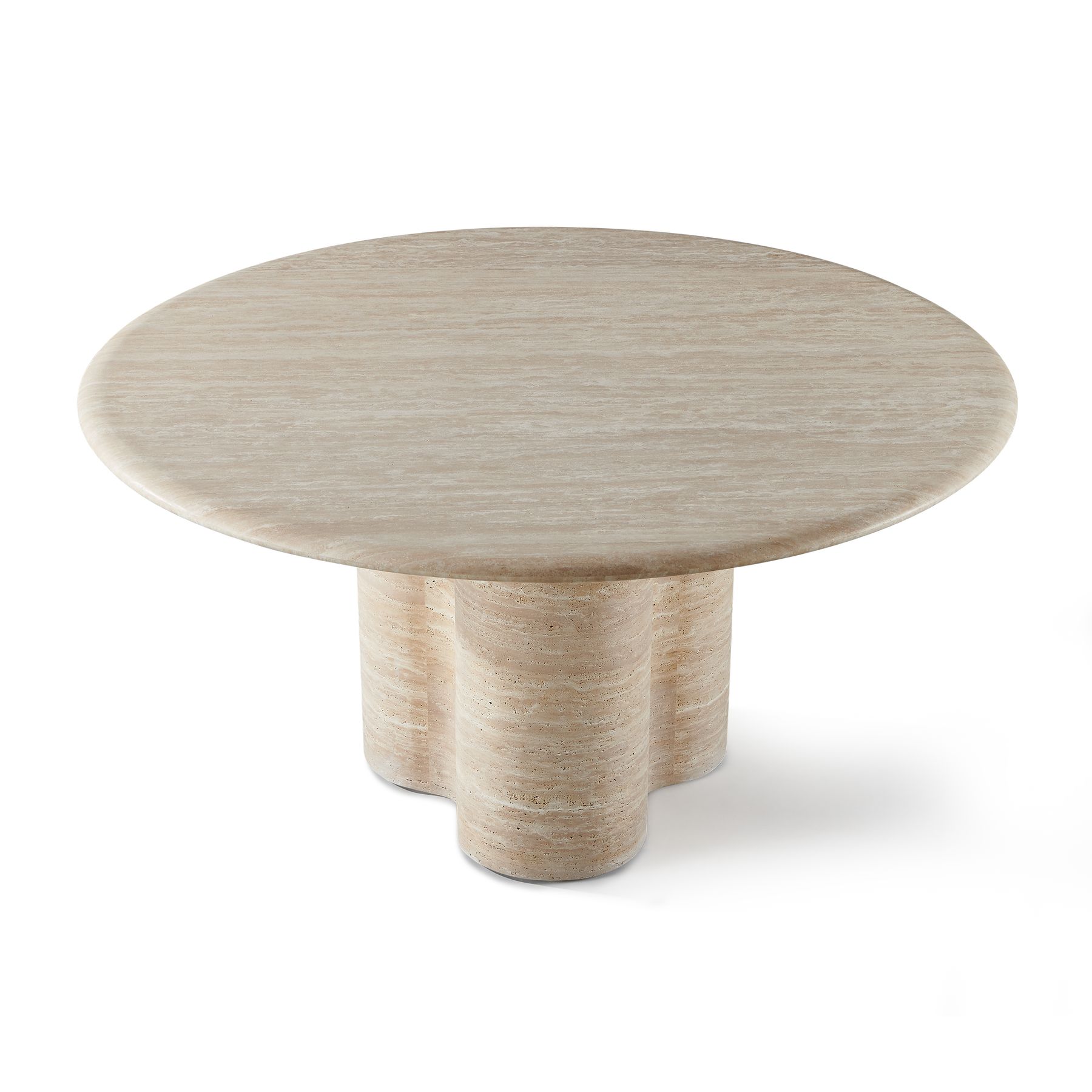 Harbour Porto Travertine Round Dining Table 60" - Travertine Natural