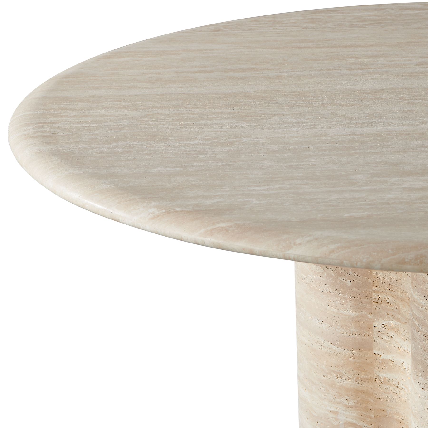 Harbour Porto Travertine Round Dining Table 60" - Travertine Natural