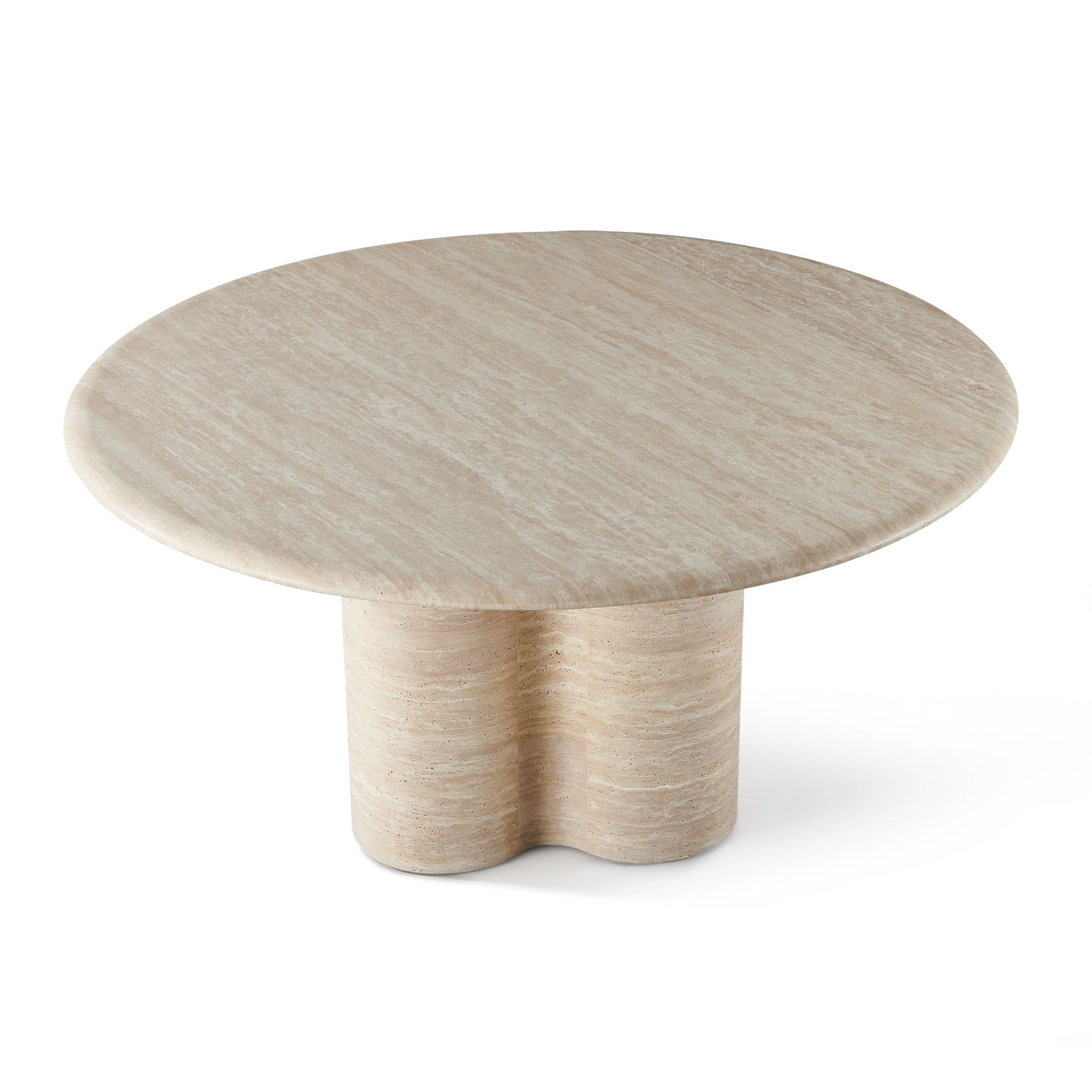 Harbour Porto Travertine Round Dining Table 60" - Travertine Natural